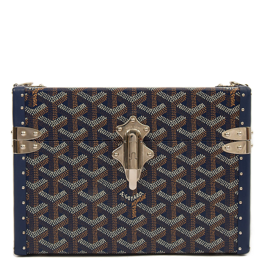 Goyard Cross Body Cassette Trunk in Navy, Leather