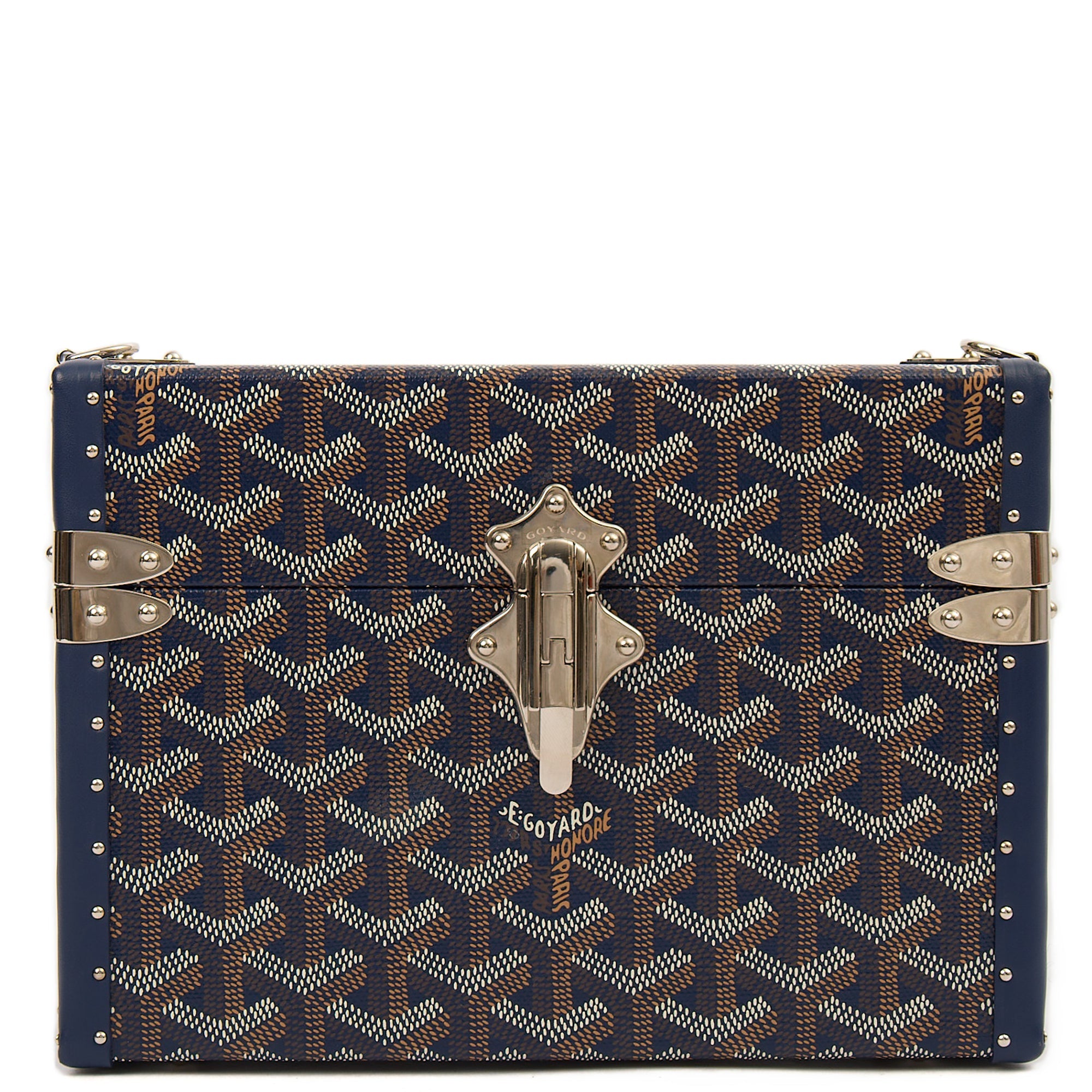 Goyard Cross Body Cassette Trunk in Navy, Leather