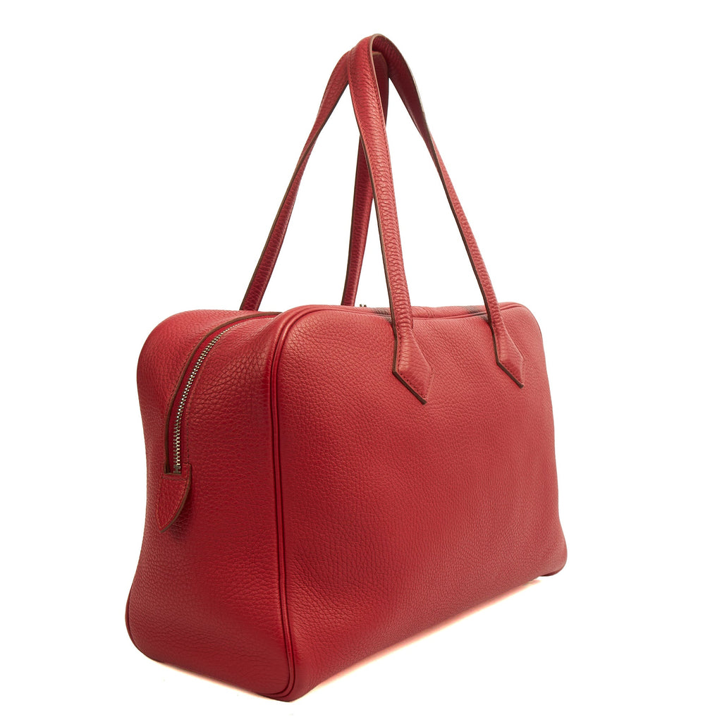Hermes Tote Victoria 35 in Rouge Vif, Togo Leather