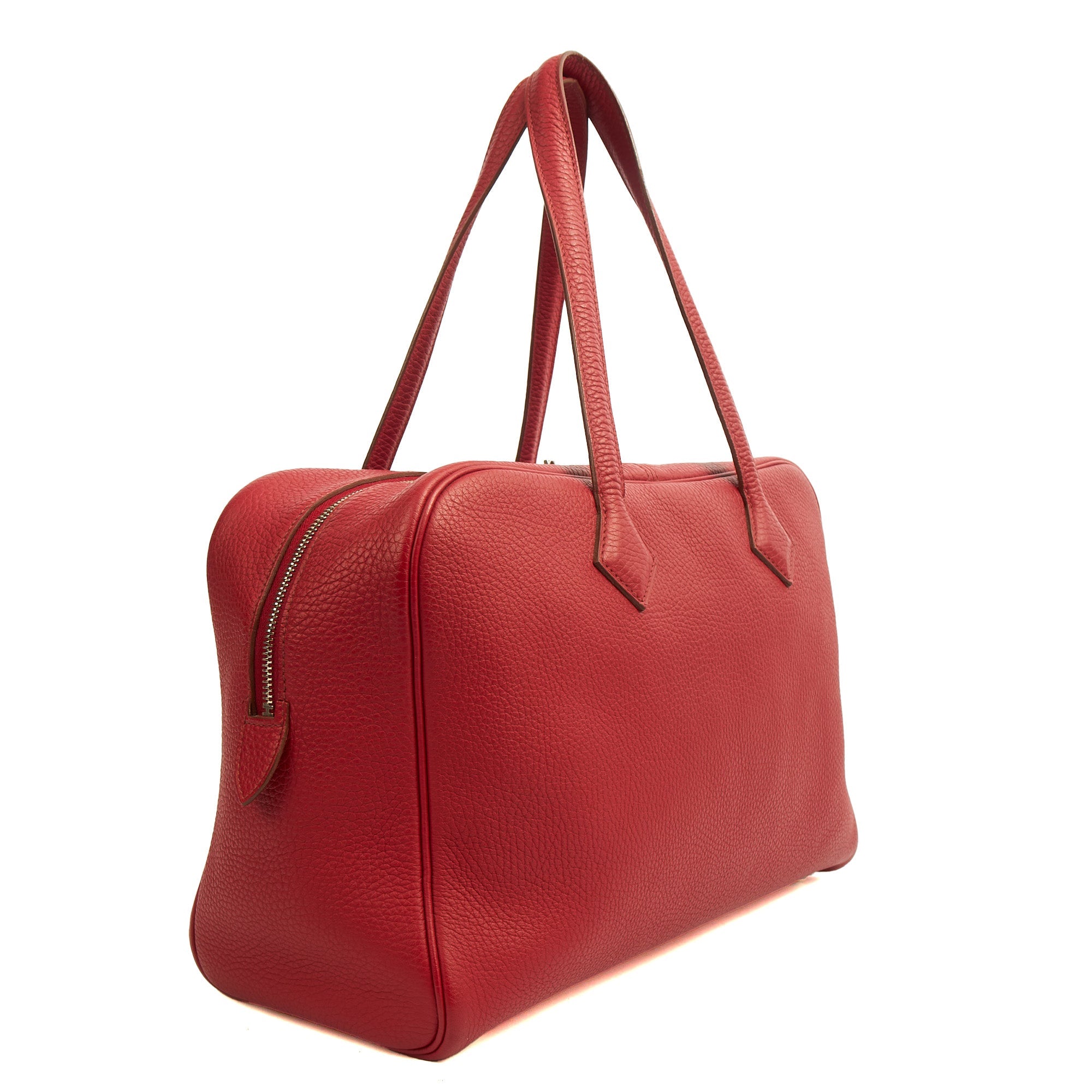 Hermes Tote Victoria 35 in Rouge Vif, Togo Leather