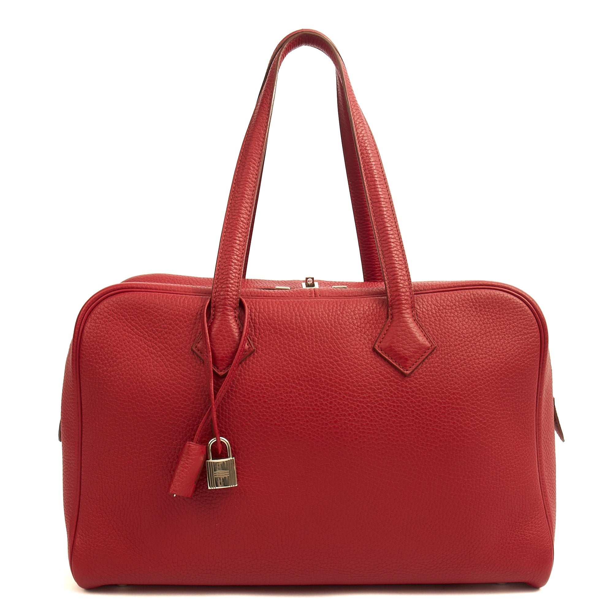 Hermes Tote Victoria 35 in Rouge Vif, Togo Leather