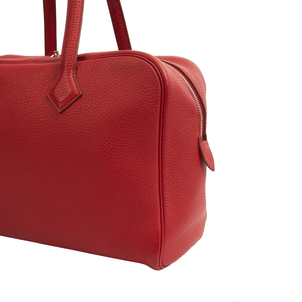 Hermes Tote Victoria 35 in Rouge Vif, Togo Leather