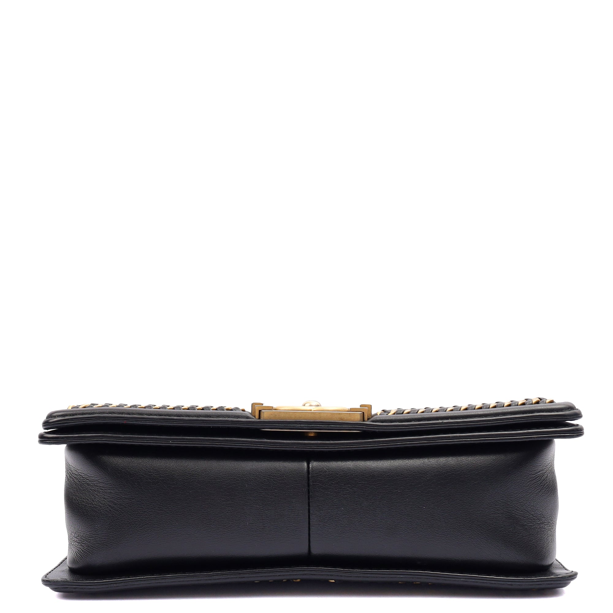 Chanel Shoulder Bag Boy Top Handle - Medium in Black, Calfskin Leather