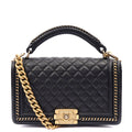 Chanel Shoulder Bag Boy Top Handle - Medium in Black, Calfskin Leather