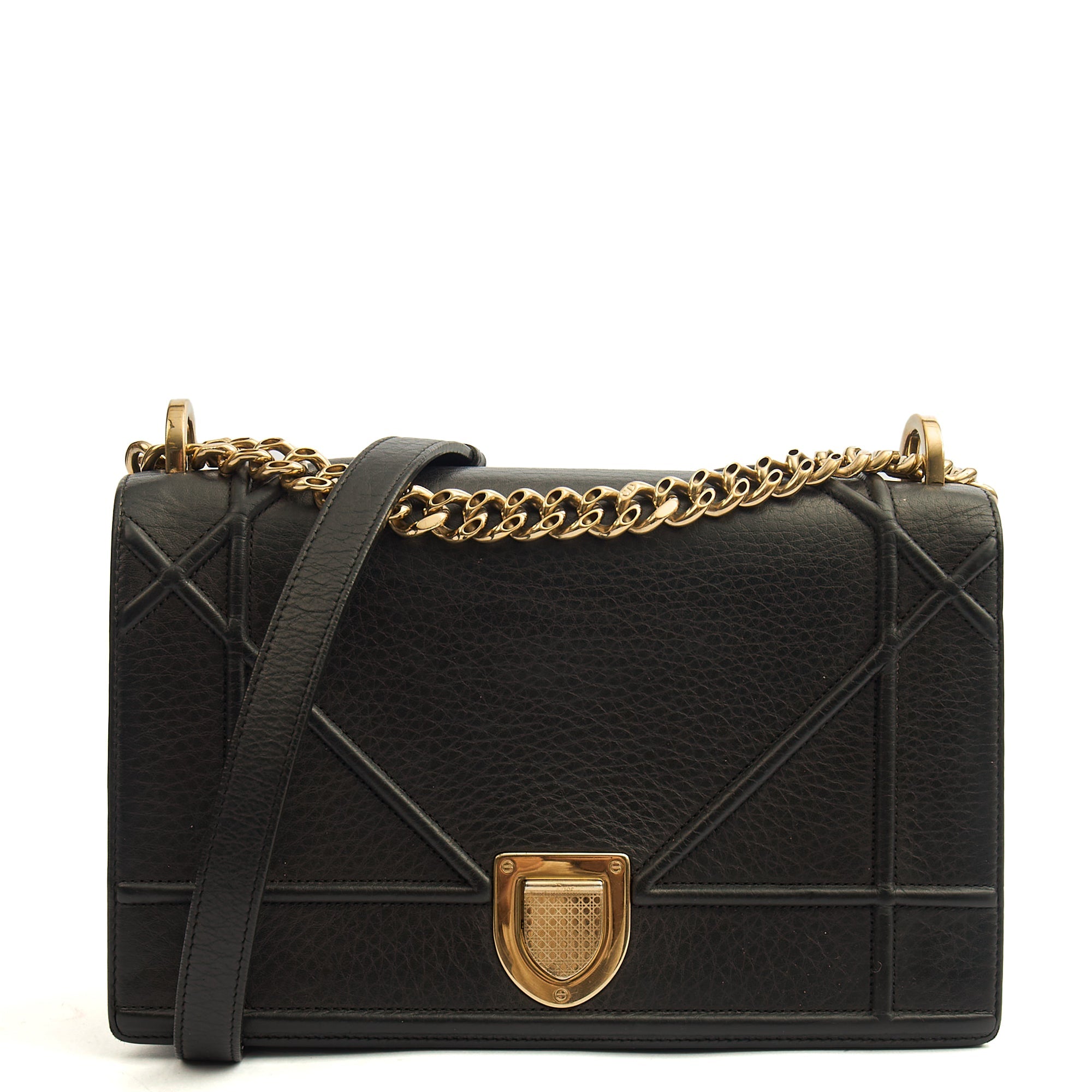 Christian Dior Shoulder Bag Diorama - Medium in Black, Calfskin