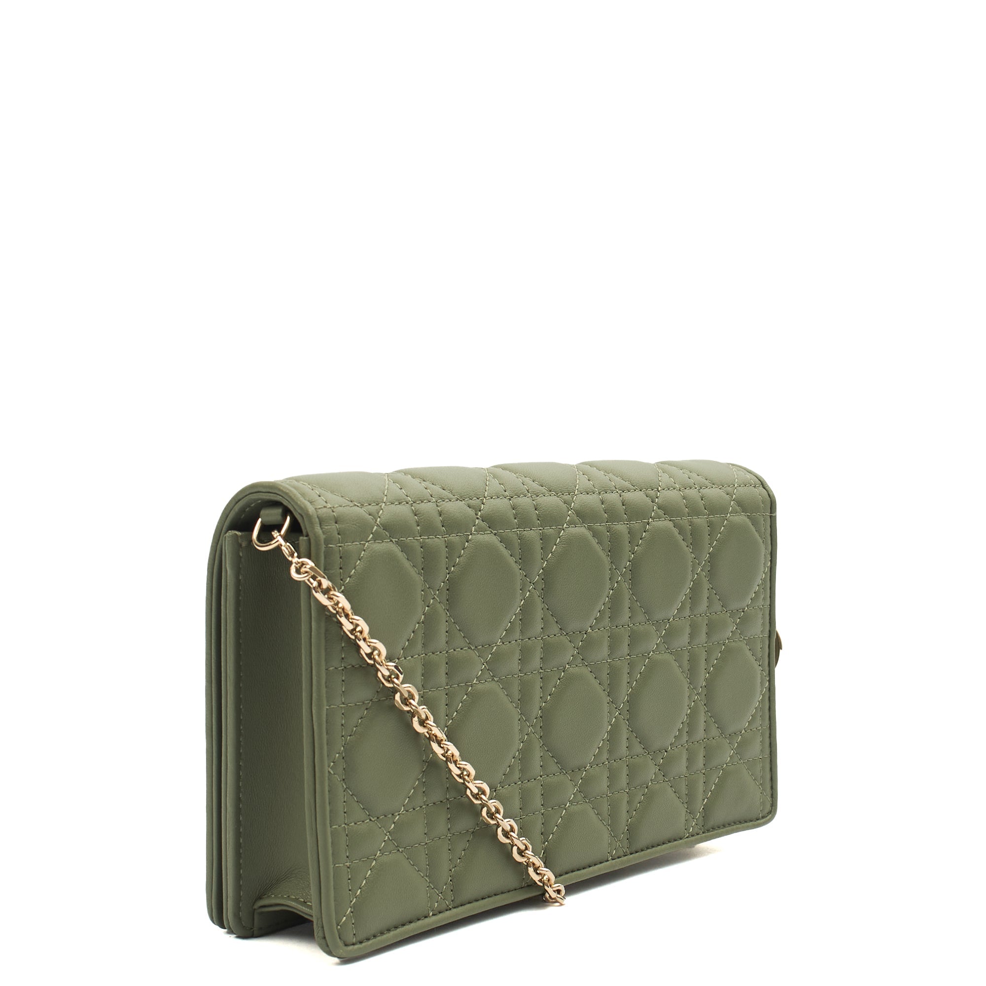 Christian Dior Cross Body Lady Dior Pouch in Green, Leather