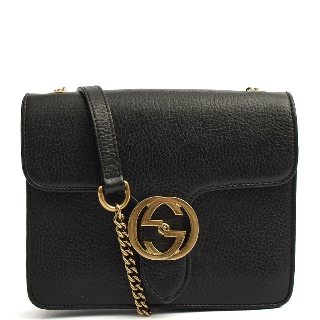 Gucci Cross Body Interlocking GG Shoulder Bag - Small in Black, Leather