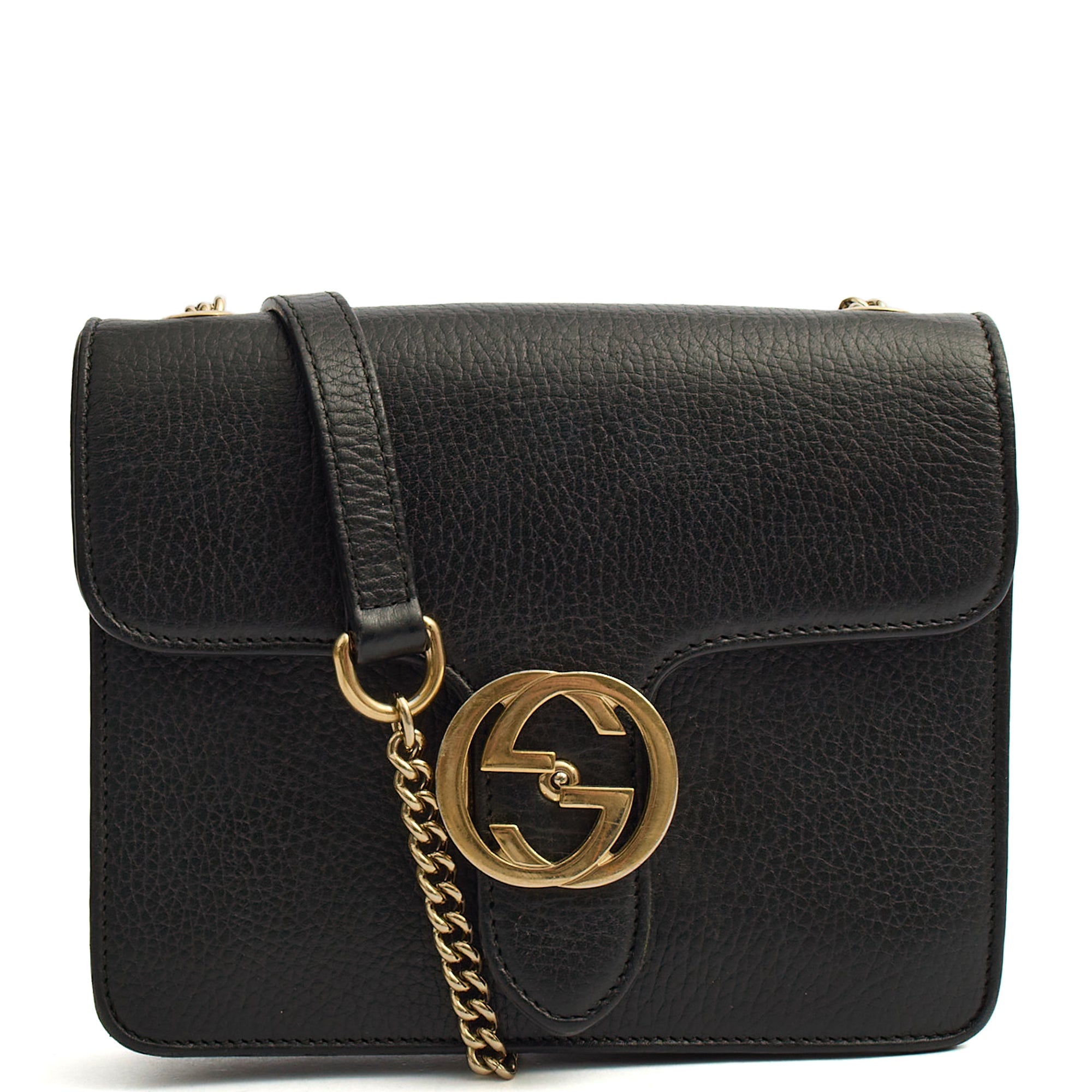 Gucci Cross Body Interlocking GG Shoulder Bag - Small in Black, Leather