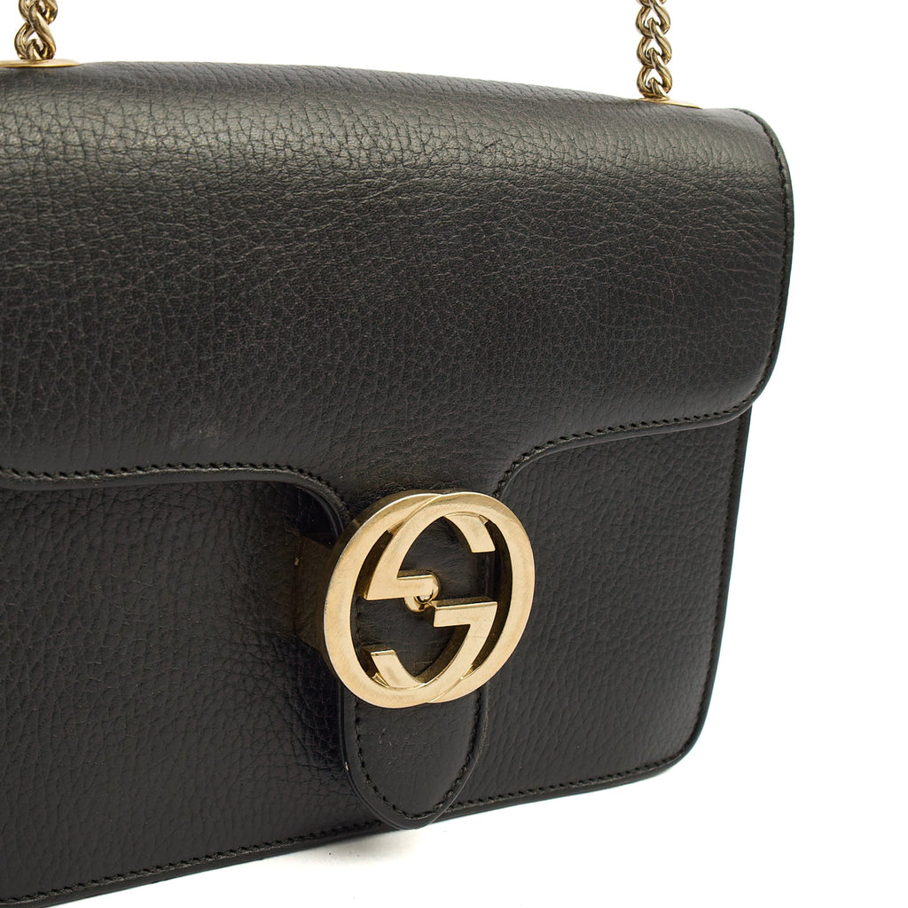 Gucci Cross Body Interlocking GG Shoulder Bag - Small in Black, Leather