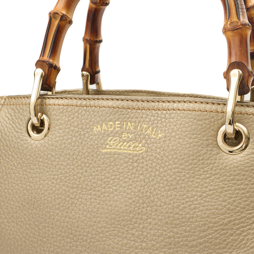 Gucci Top Handle Bamboo Shopper  in Metallic, Leather