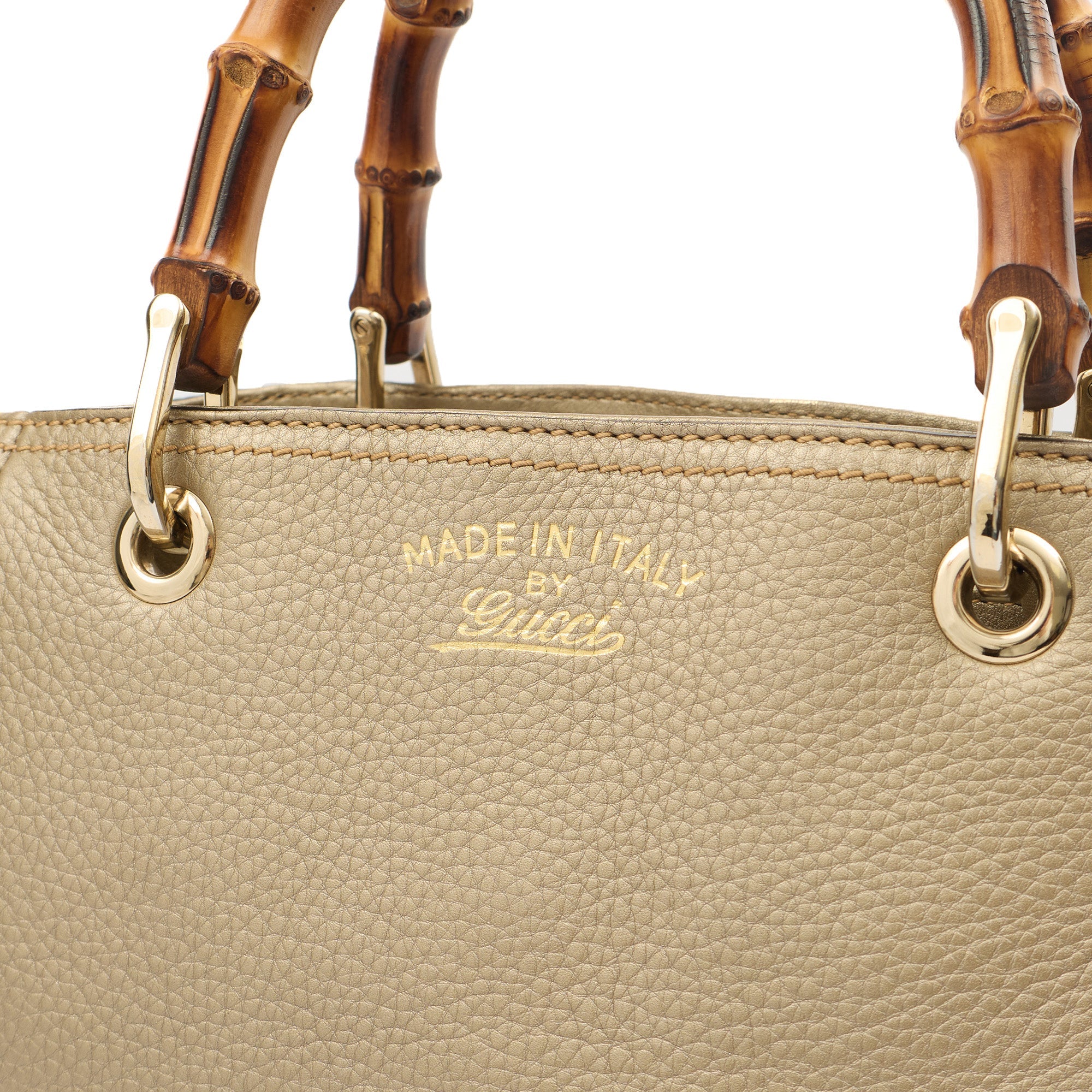 Gucci Top Handle Bamboo Shopper  in Metallic, Leather