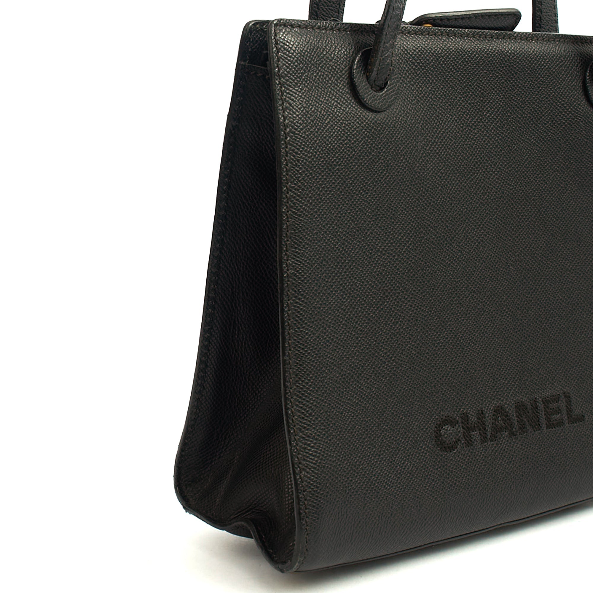 Chanel Tote Vintage Tote in Black, Caviar Leather