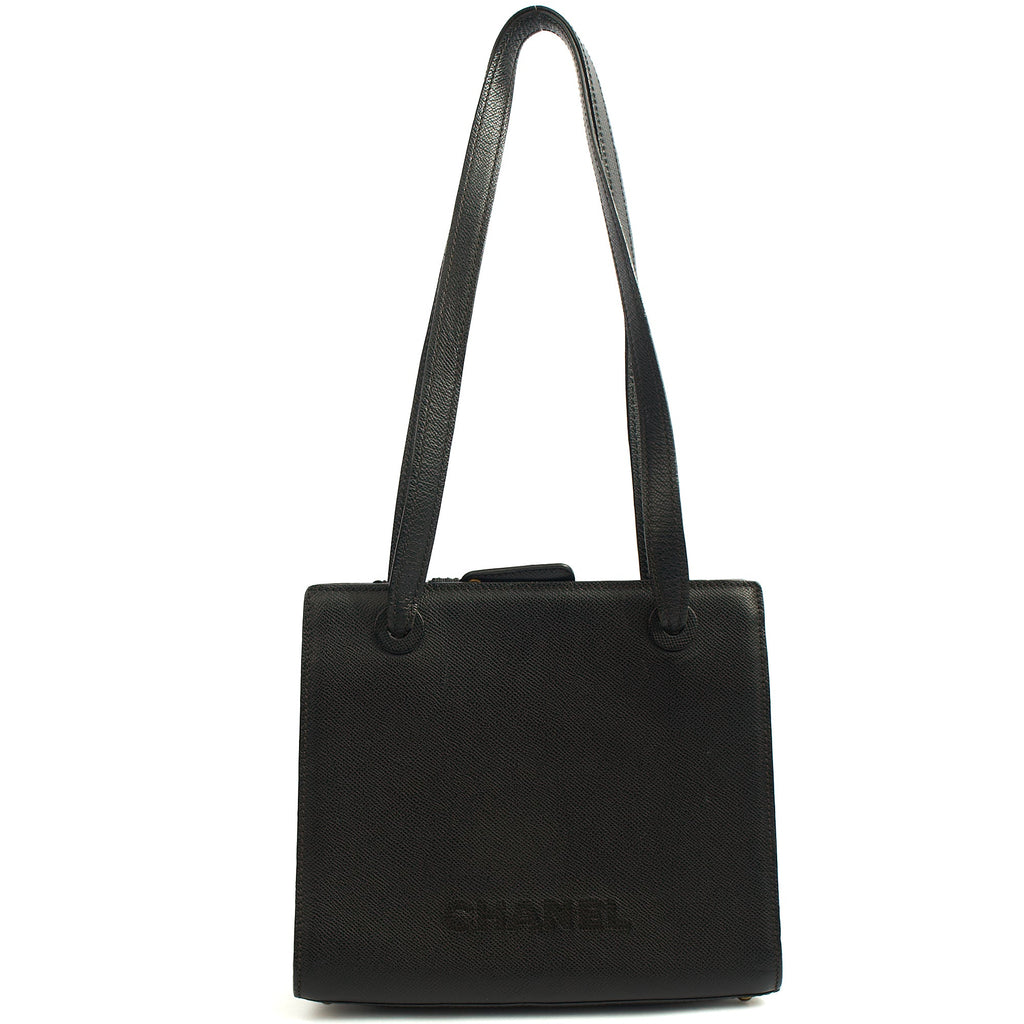 Chanel Tote Vintage Tote in Black, Caviar Leather