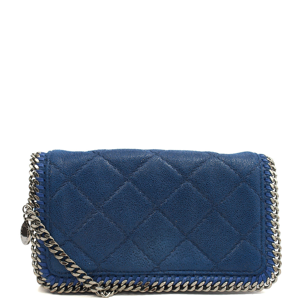 Stella McCartney Cross Body Falabella Fold-Over Clutch in Blue, Vegan Leather