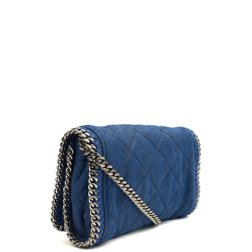 Stella McCartney Cross Body Falabella Fold-Over Clutch in Blue, Vegan Leather
