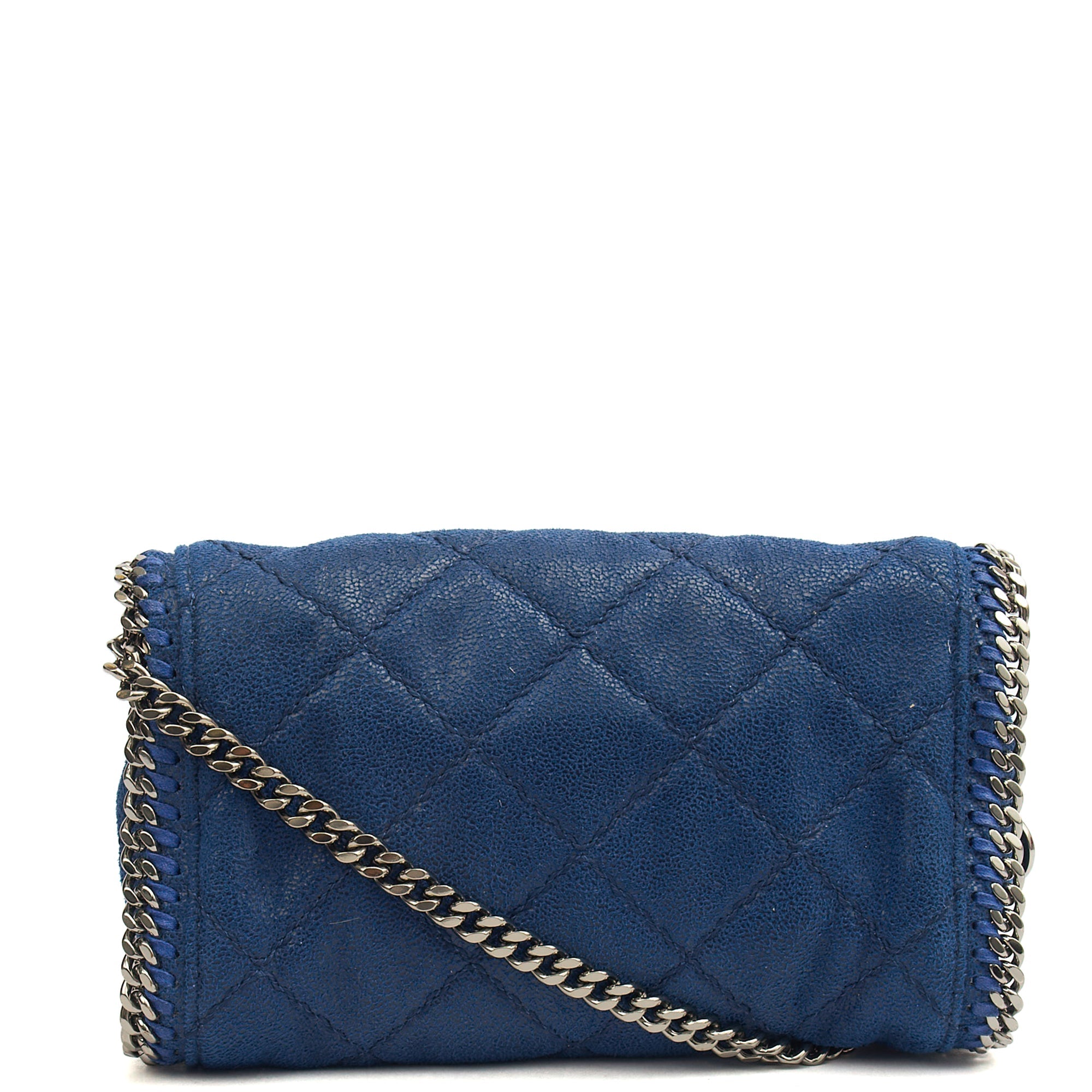 Stella McCartney Cross Body Falabella Fold-Over Clutch in Blue, Vegan Leather