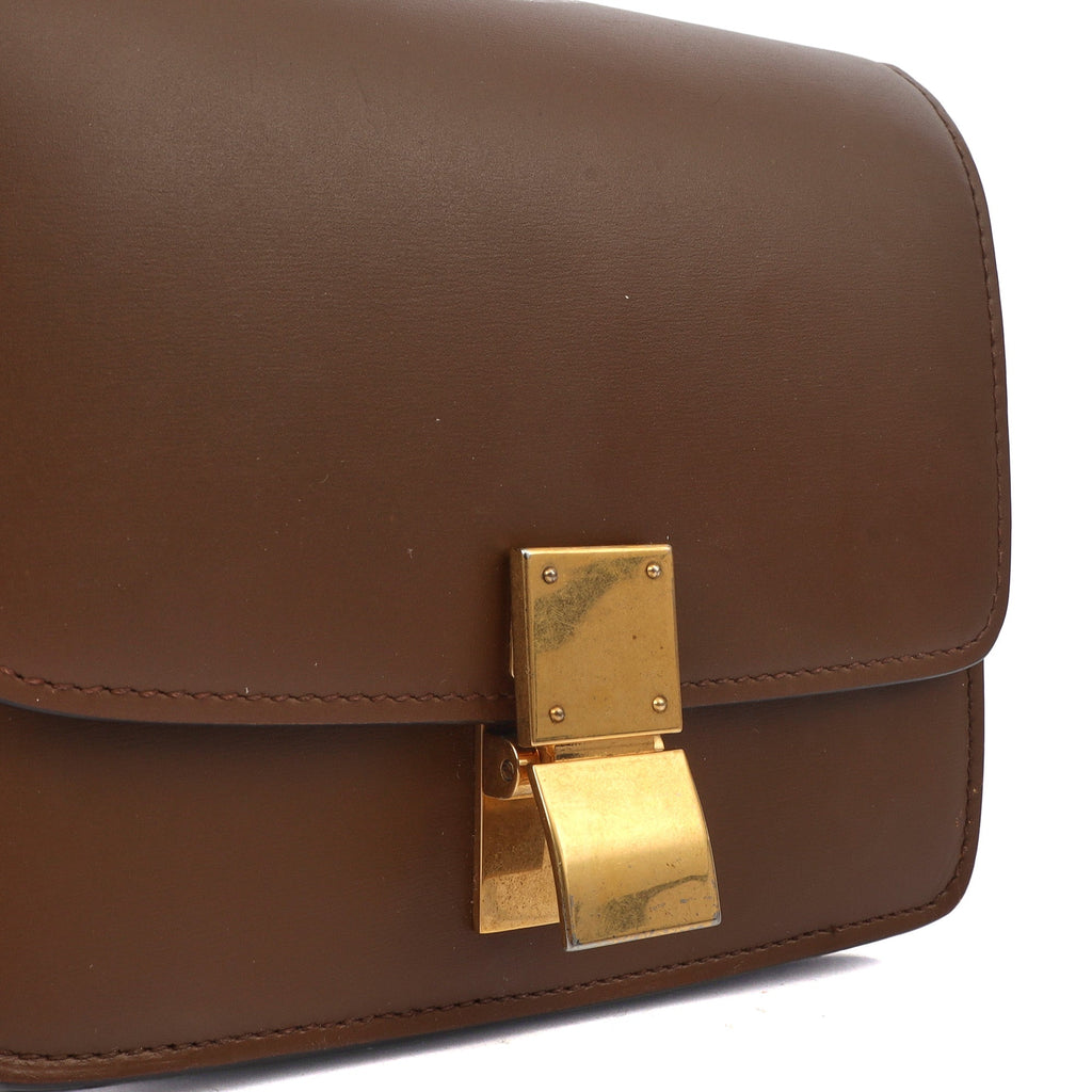 Celine Shoulder Bag Box Bag - Medium in Brown, Leather