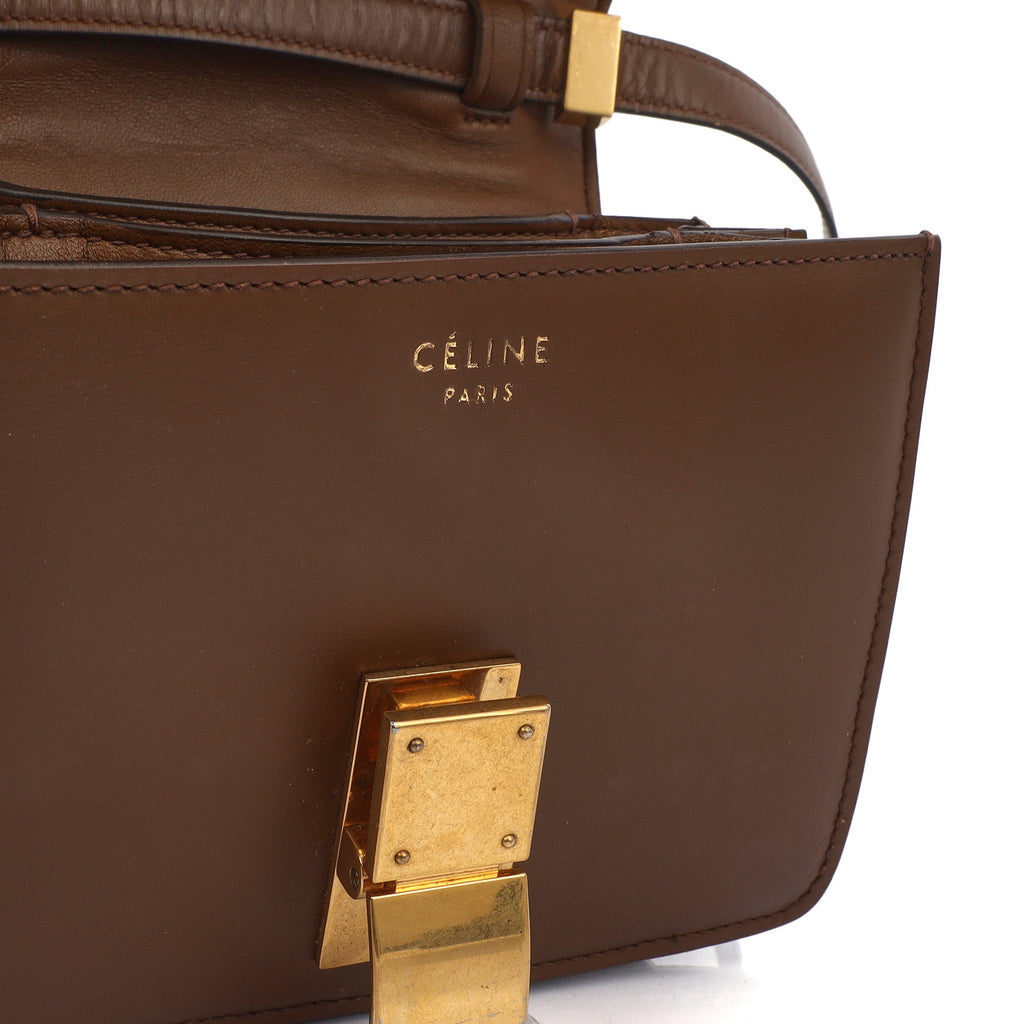 Celine Shoulder Bag Box Bag - Medium in Brown, Leather