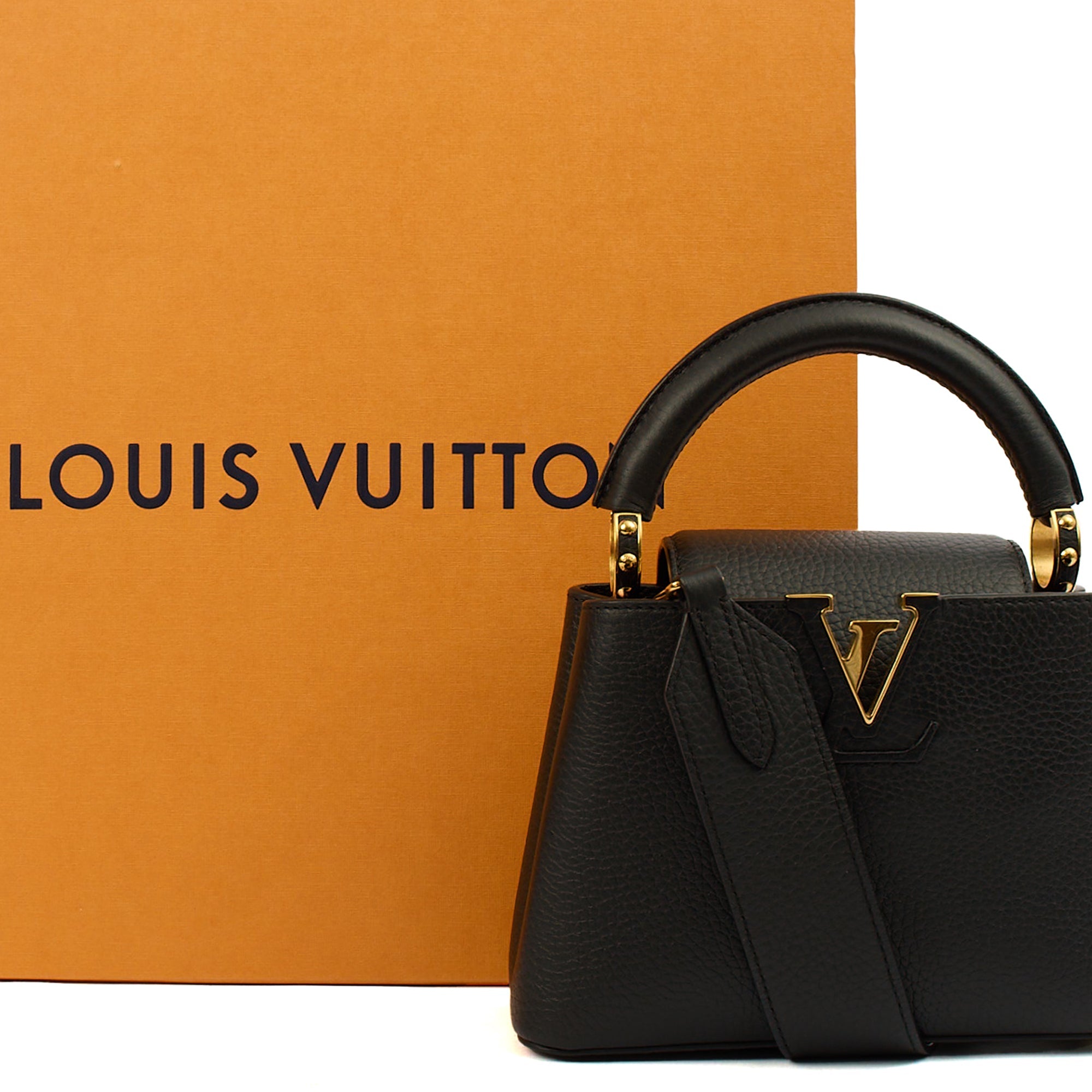 Louis Vuitton Mini Bag Capucines Mini in Black, Taurillon Leather