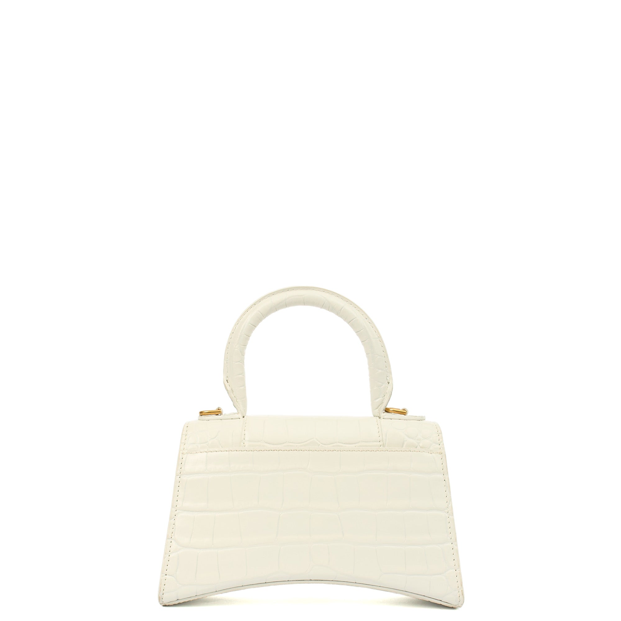 Balenciaga Top Handle Hourglass Top Handle XS in White, Exotic Effect Leather