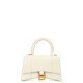 Balenciaga Top Handle Hourglass Top Handle XS in White, Exotic Effect Leather