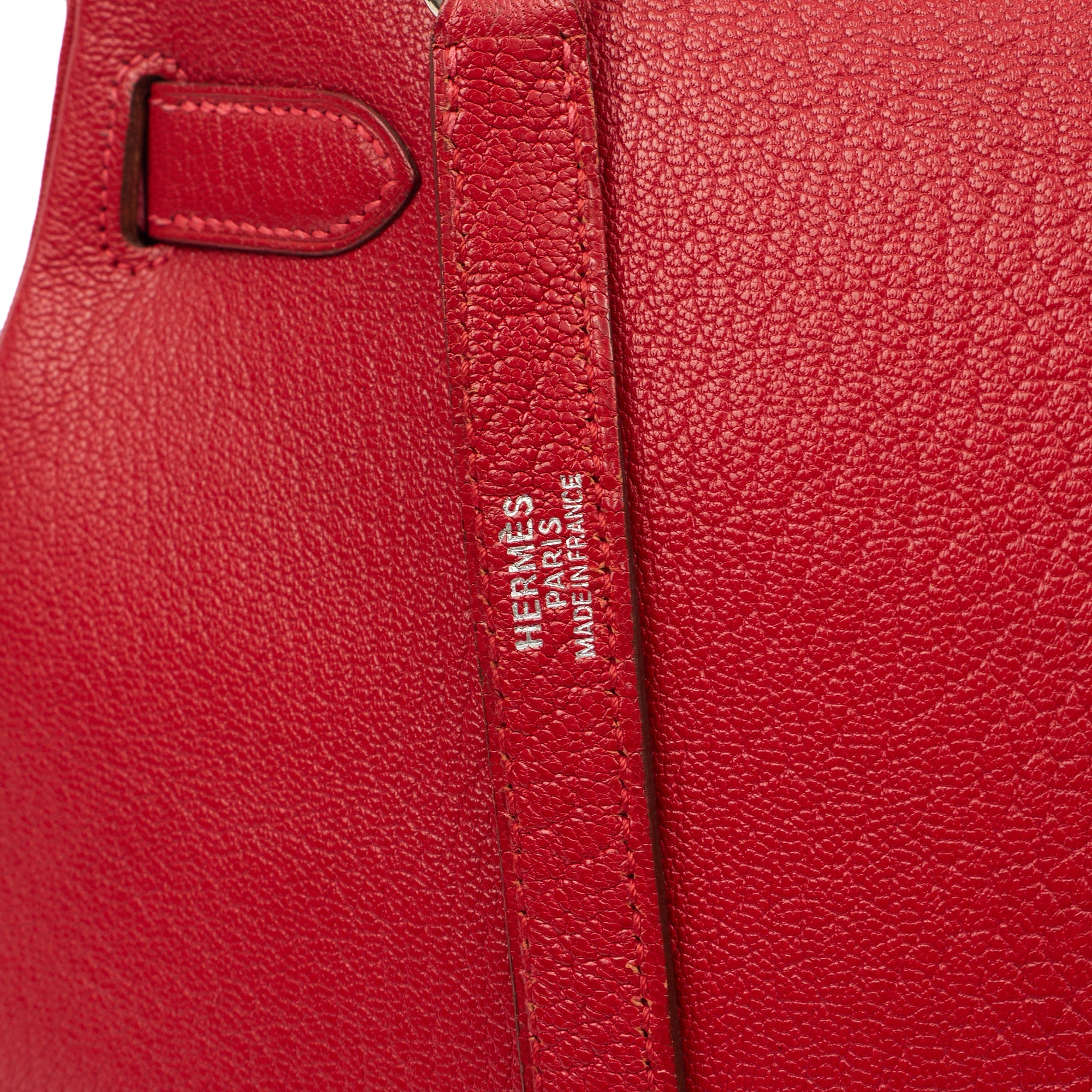 Hermes Top Handle Kelly 32 in Rouge Casaque, Chevre de Coromandel Leather
