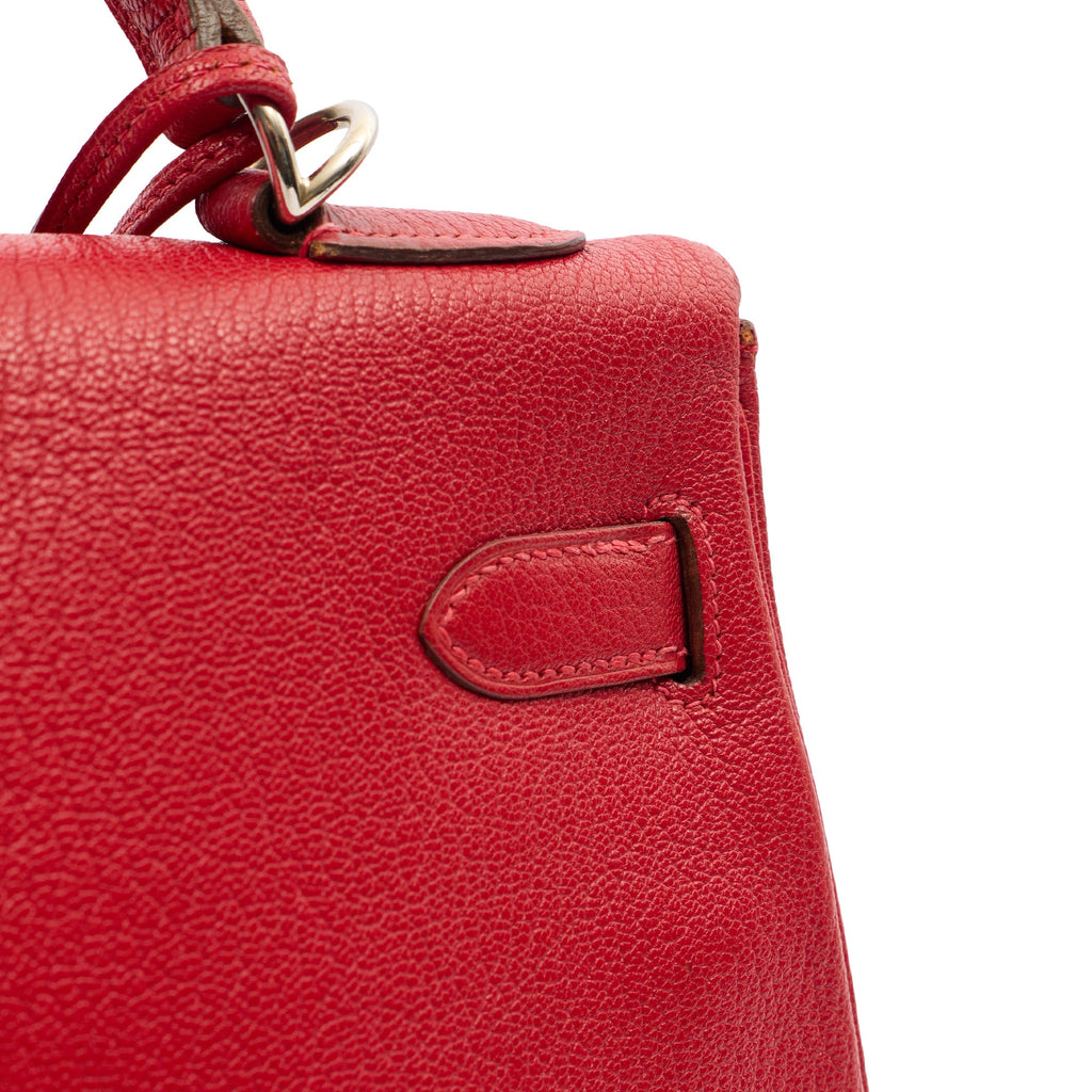Hermes Top Handle Kelly 32 in Rouge Casaque, Chevre de Coromandel Leather