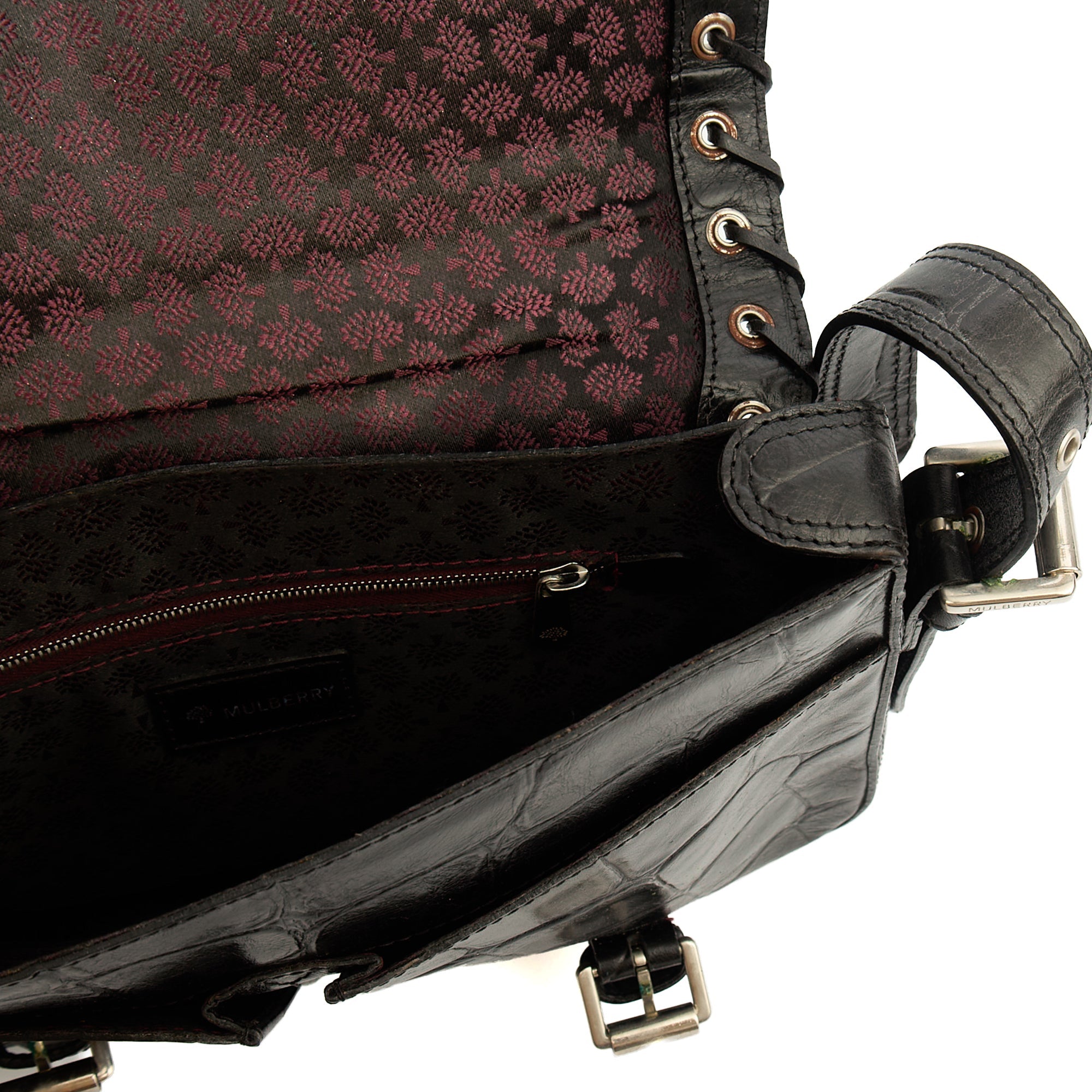Mulberry Shoulder Bag Vintage Shoulder Bag in Black, Exotic Effect Leather