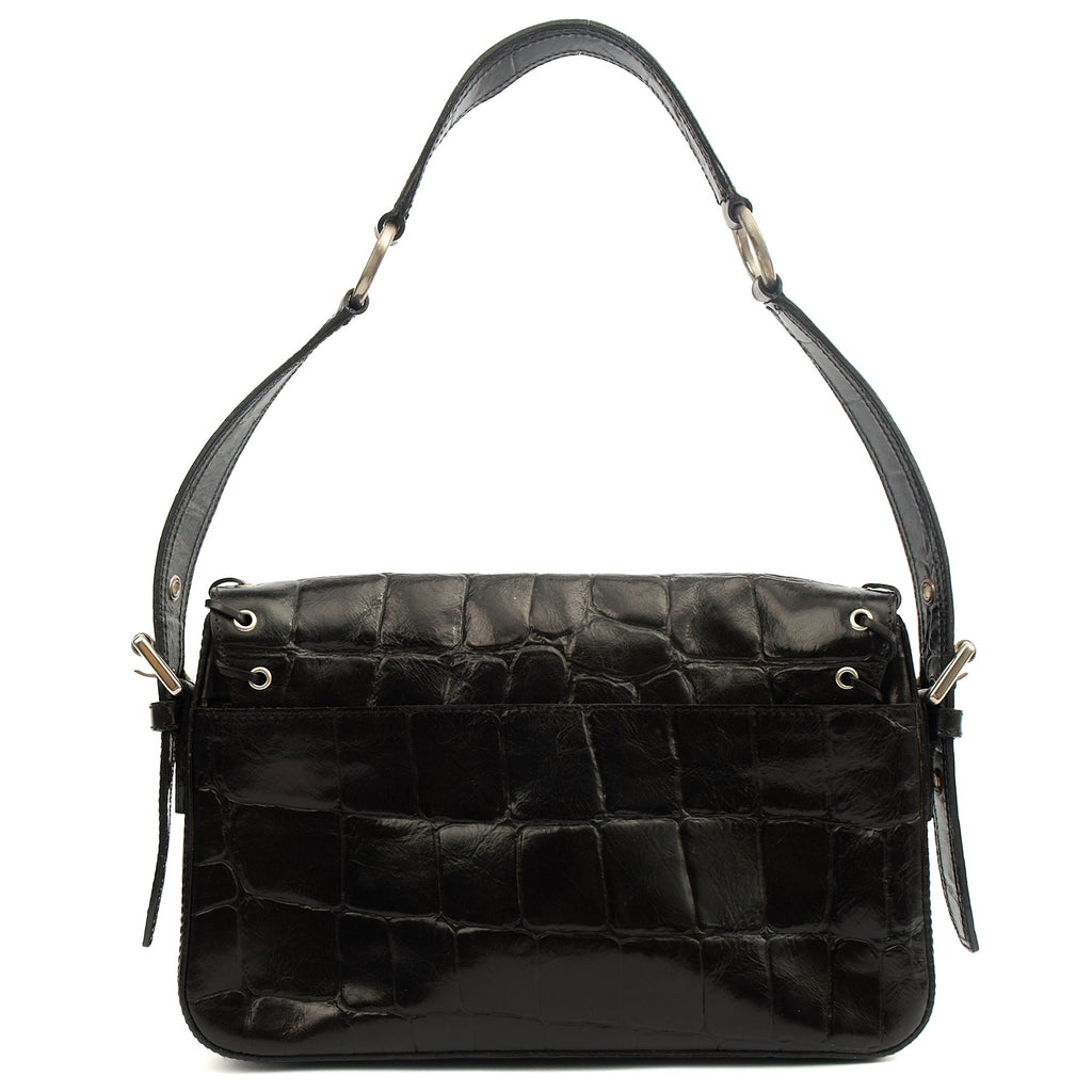 Mulberry Shoulder Bag Vintage Shoulder Bag in Black, Exotic Effect Leather