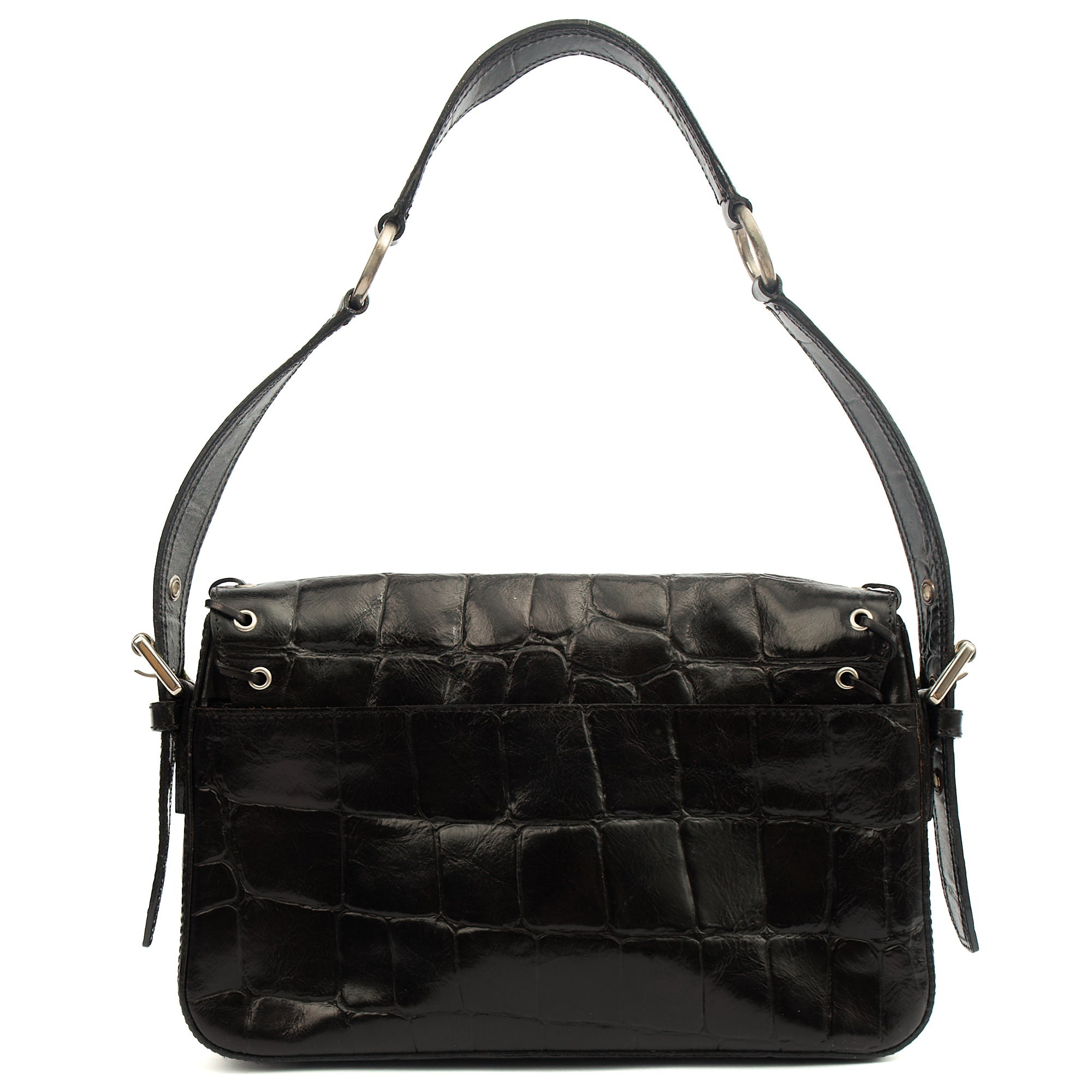 Mulberry Shoulder Bag Vintage Shoulder Bag in Black, Exotic Effect Leather
