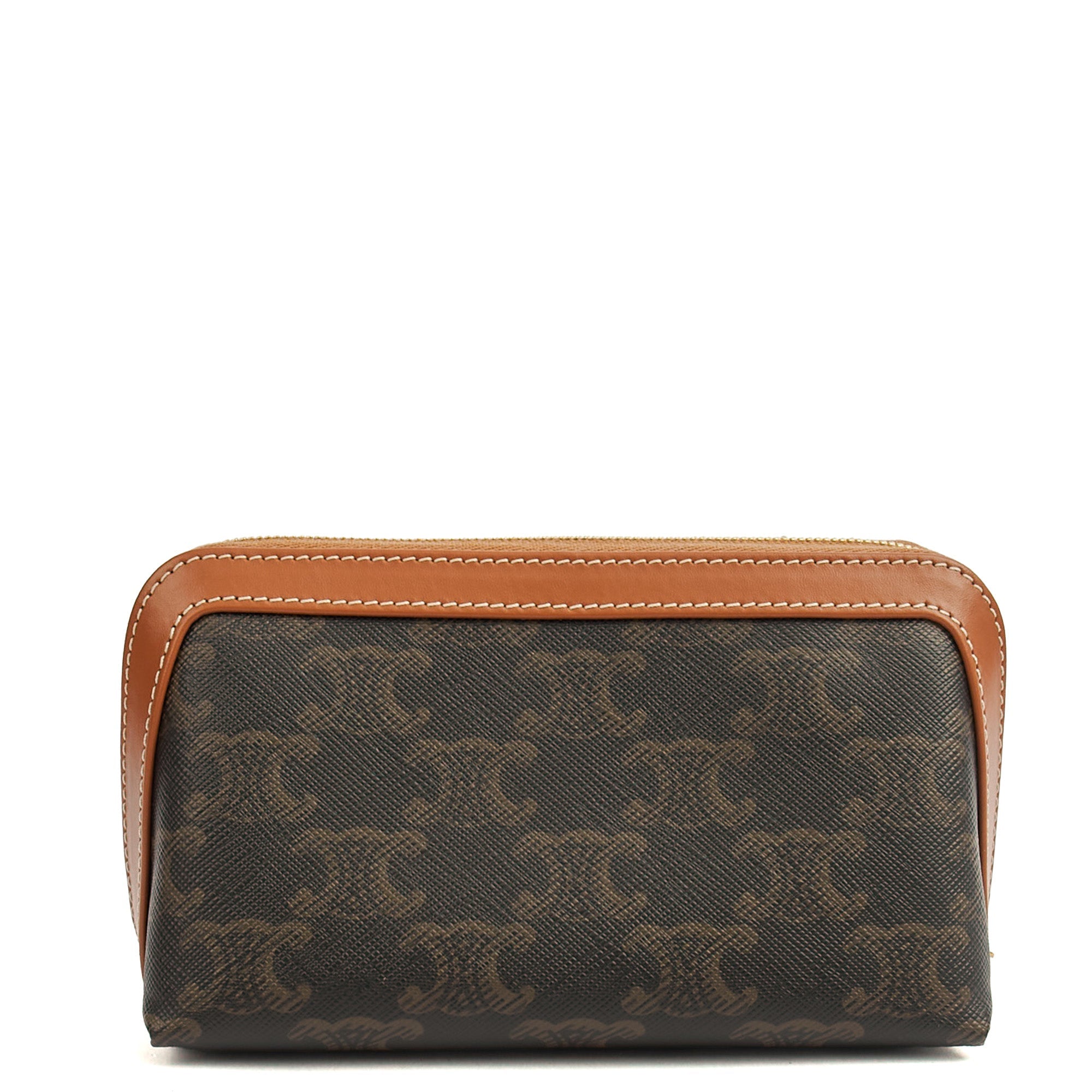 Celine Cosmetic Bag Zip Pouch in Brown, Box Calfskin