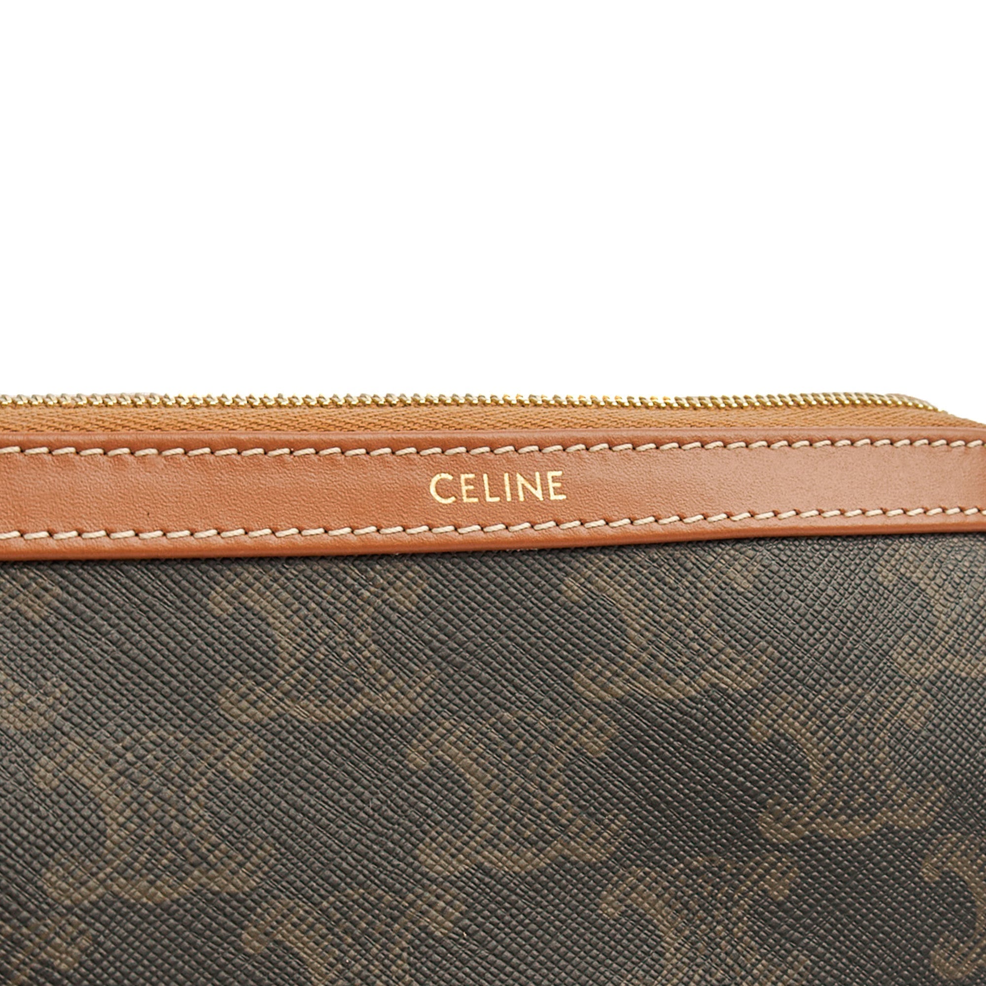 Celine Cosmetic Bag Zip Pouch in Brown, Box Calfskin