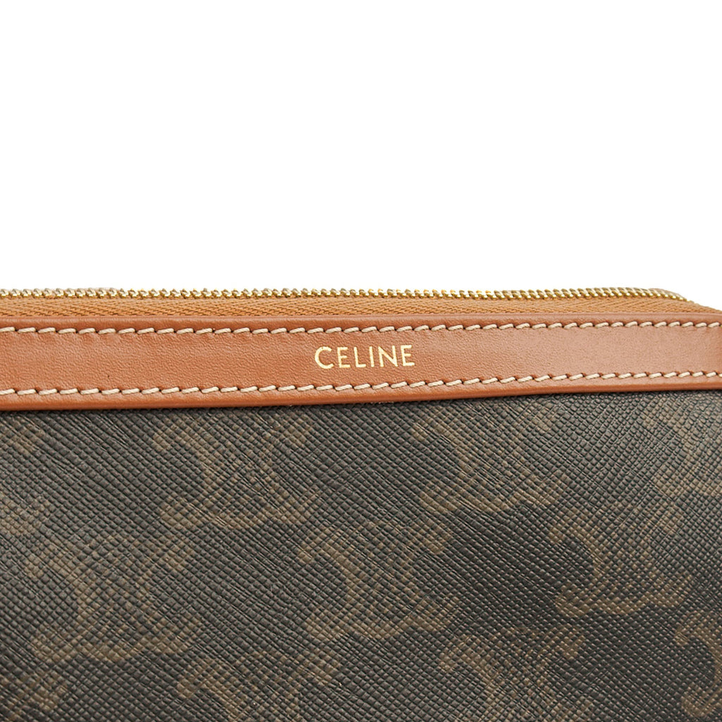 Celine Cosmetic Bag Zip Pouch in Brown, Box Calfskin