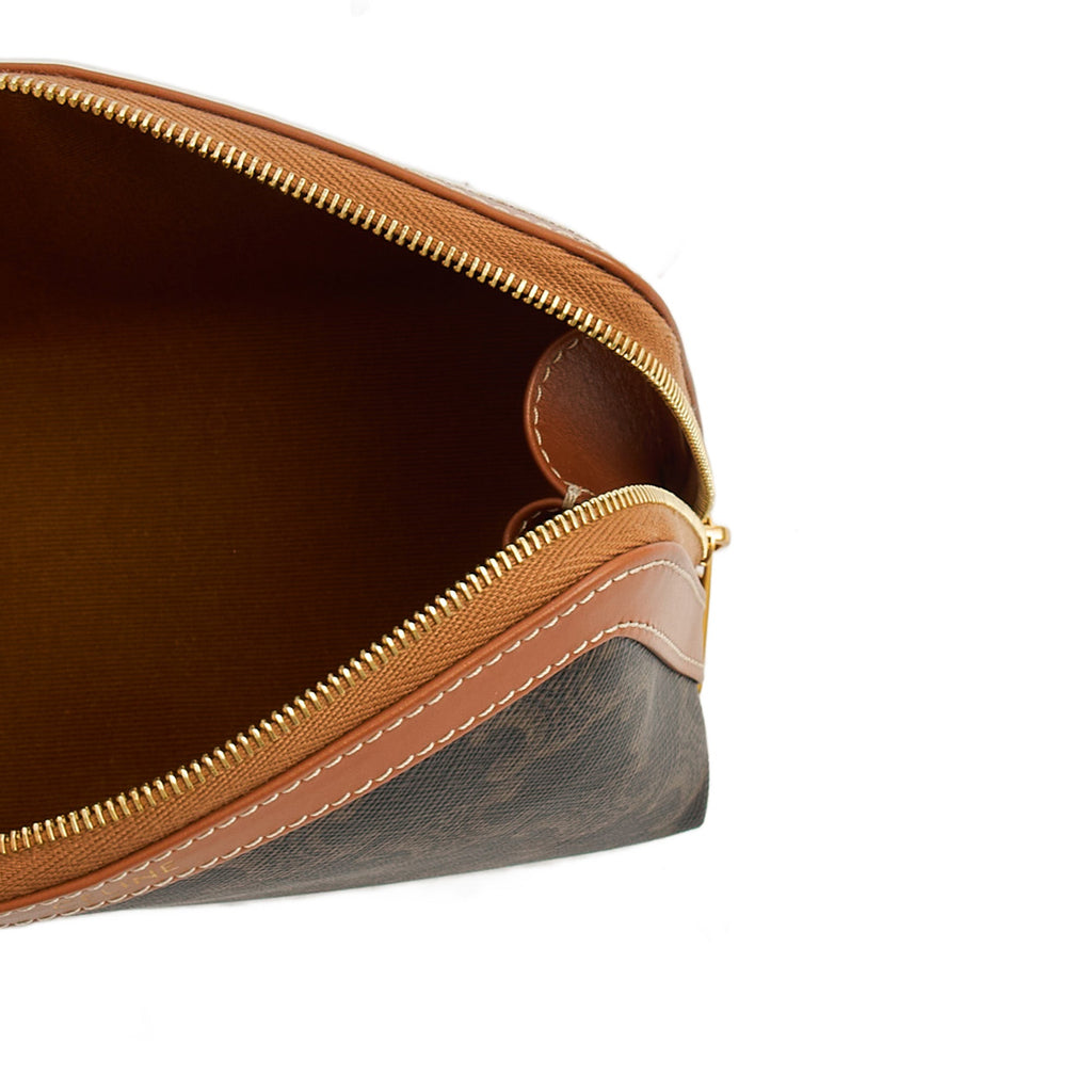 Celine Cosmetic Bag Zip Pouch in Brown, Box Calfskin