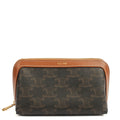 Celine Cosmetic Bag Zip Pouch in Brown, Box Calfskin