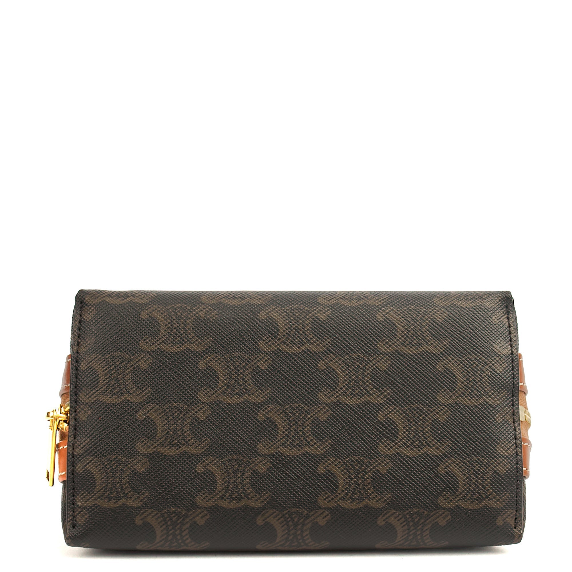 Celine Cosmetic Bag Zip Pouch in Brown, Box Calfskin