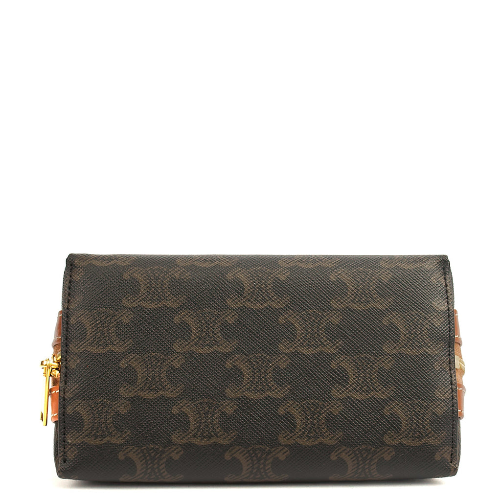 Celine Cosmetic Bag Zip Pouch in Brown, Box Calfskin