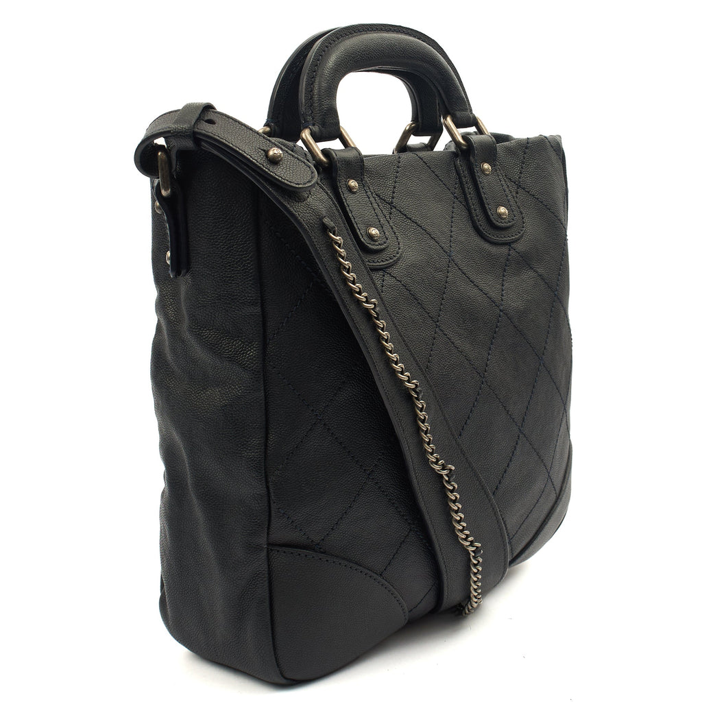 Chanel Tote Outdoor Ligne Bowler Bag in Black, Caviar Leather