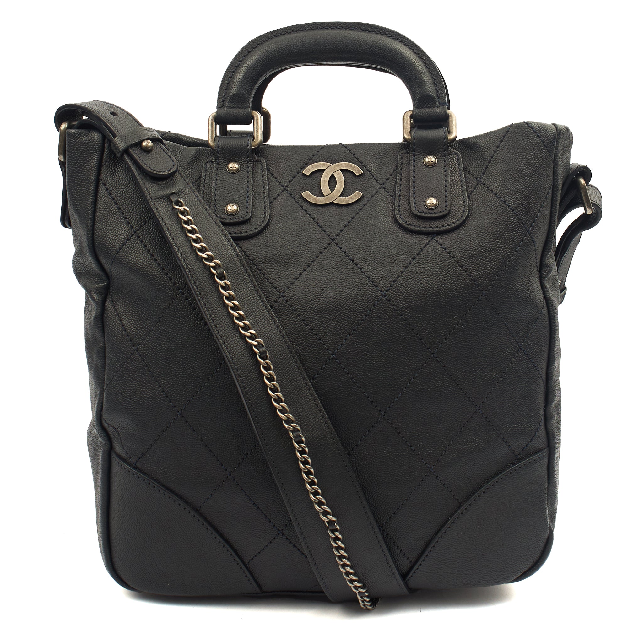 Chanel Tote Outdoor Ligne Bowler Bag in Black, Caviar Leather