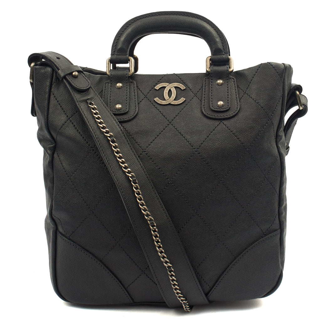 Chanel Tote Outdoor Ligne Bowler Bag in Black, Caviar Leather