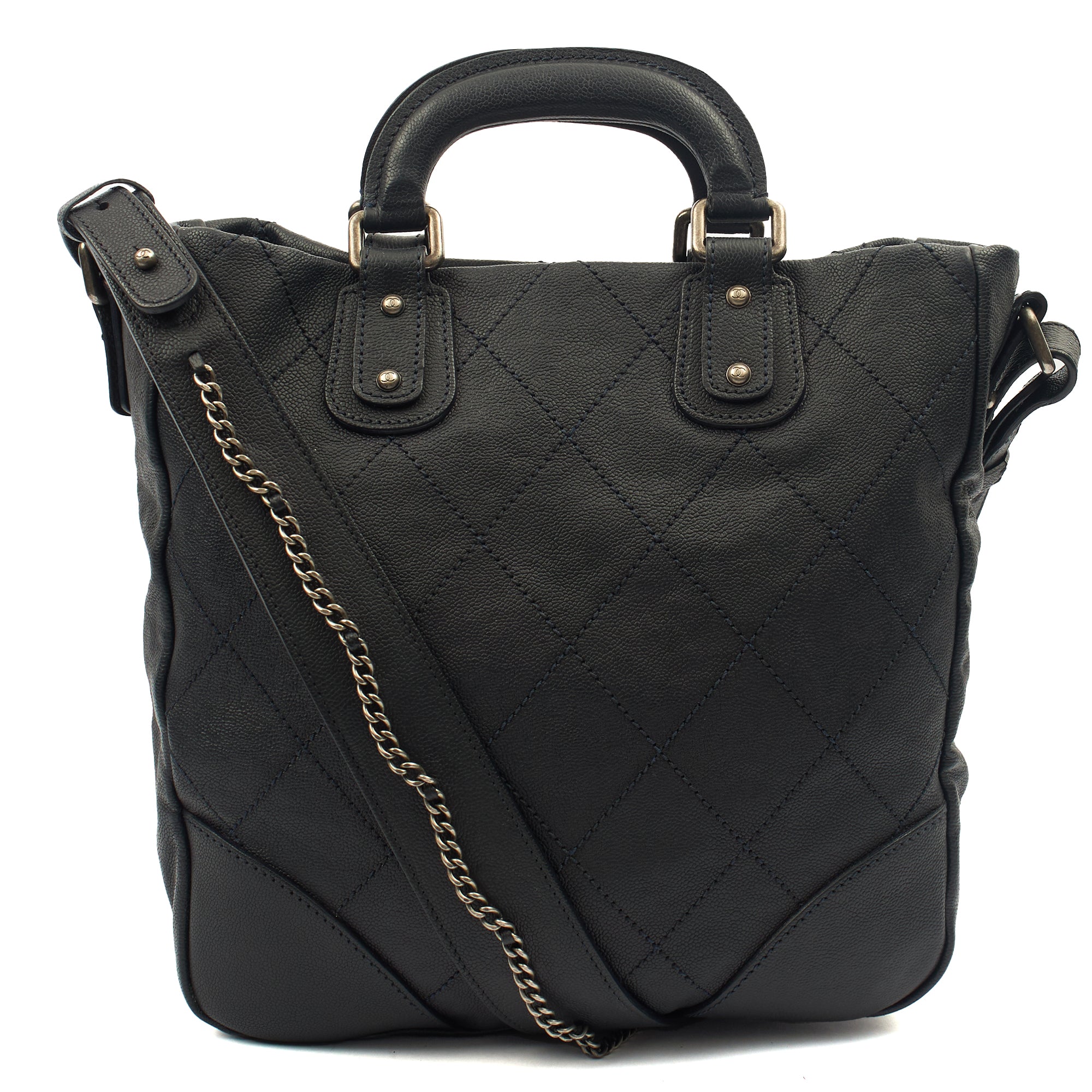 Chanel Tote Outdoor Ligne Bowler Bag in Black, Caviar Leather