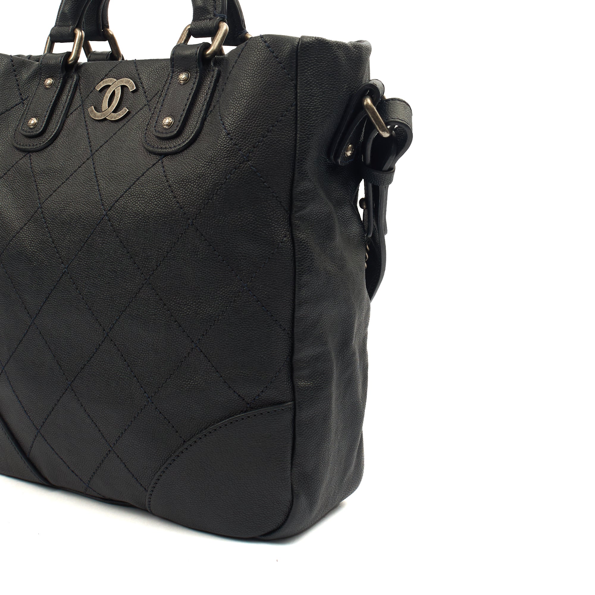 Chanel Tote Outdoor Ligne Bowler Bag in Black, Caviar Leather