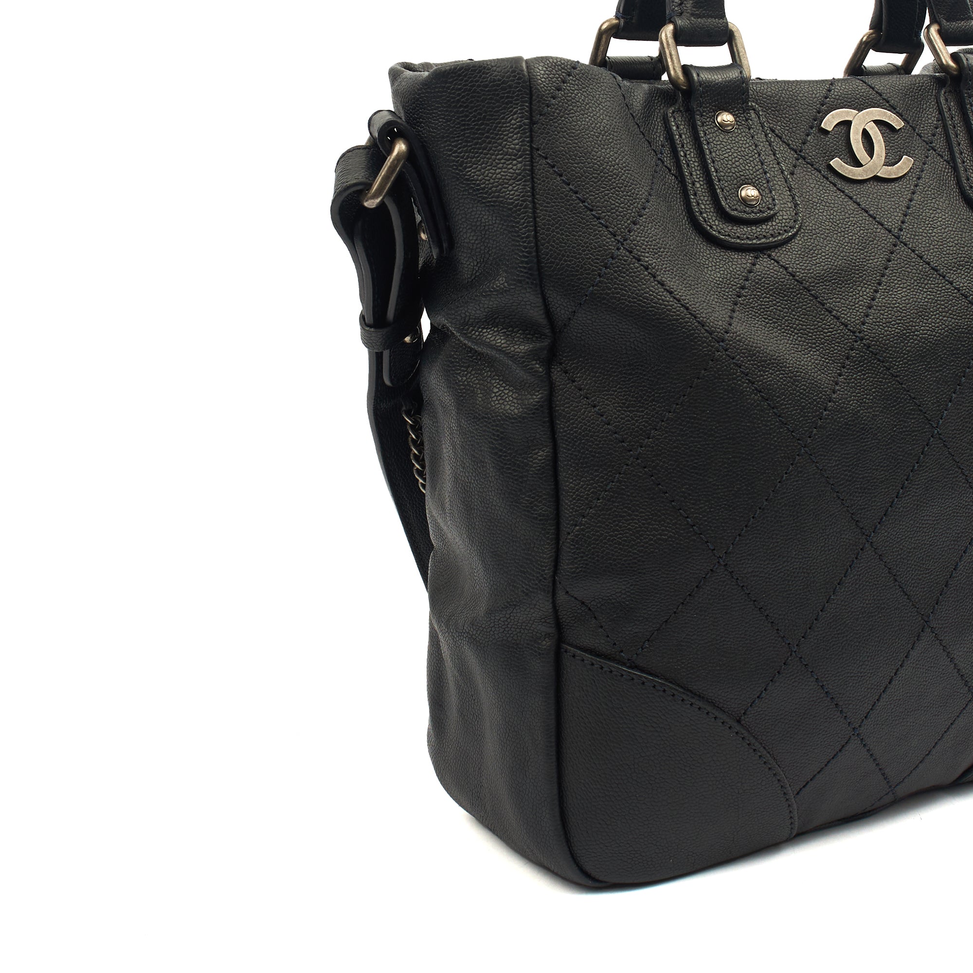 Chanel Tote Outdoor Ligne Bowler Bag in Black, Caviar Leather