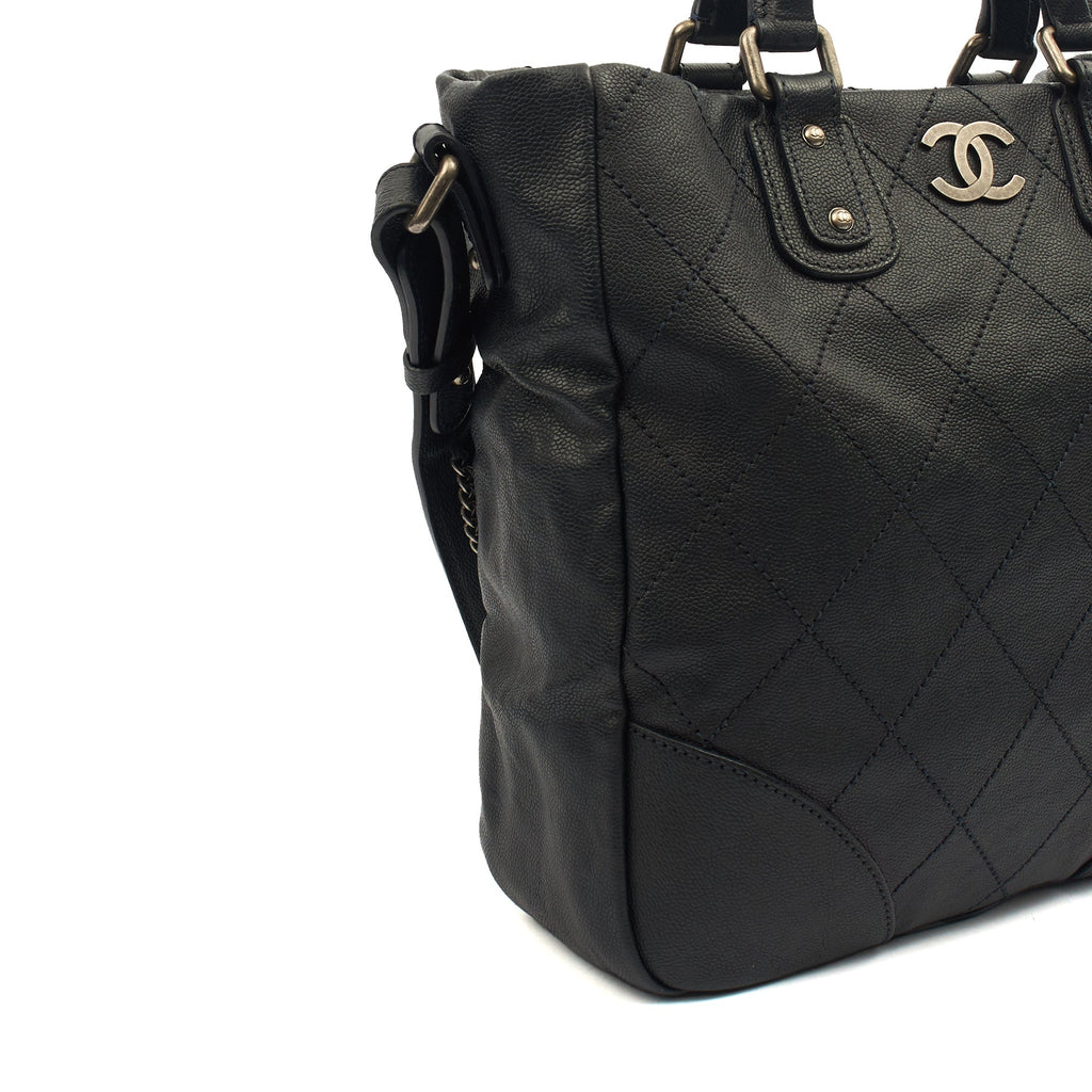 Chanel Tote Outdoor Ligne Bowler Bag in Black, Caviar Leather