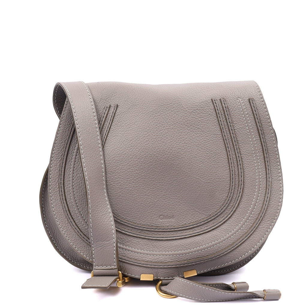 Chloe Cross Body Marcie - Large in Pastel Grey, Leather