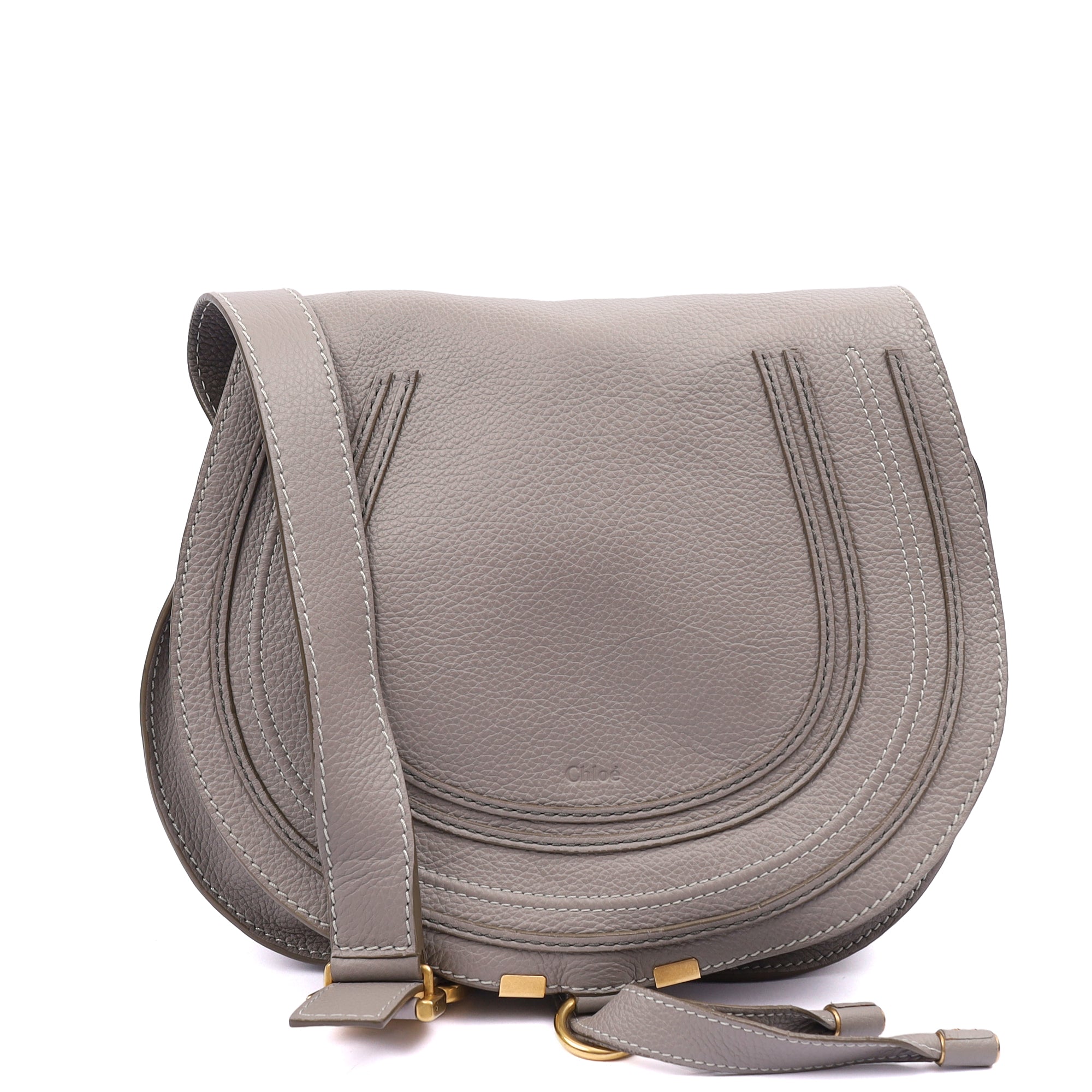 Chloe Cross Body Marcie - Large in Pastel Grey, Leather