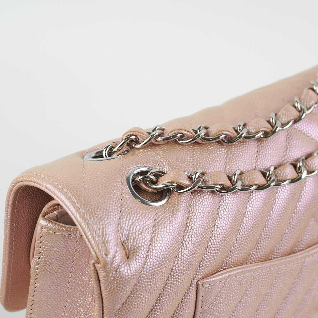 Chanel Classic Flap Medium 17B Rose Gold Caviar SHW