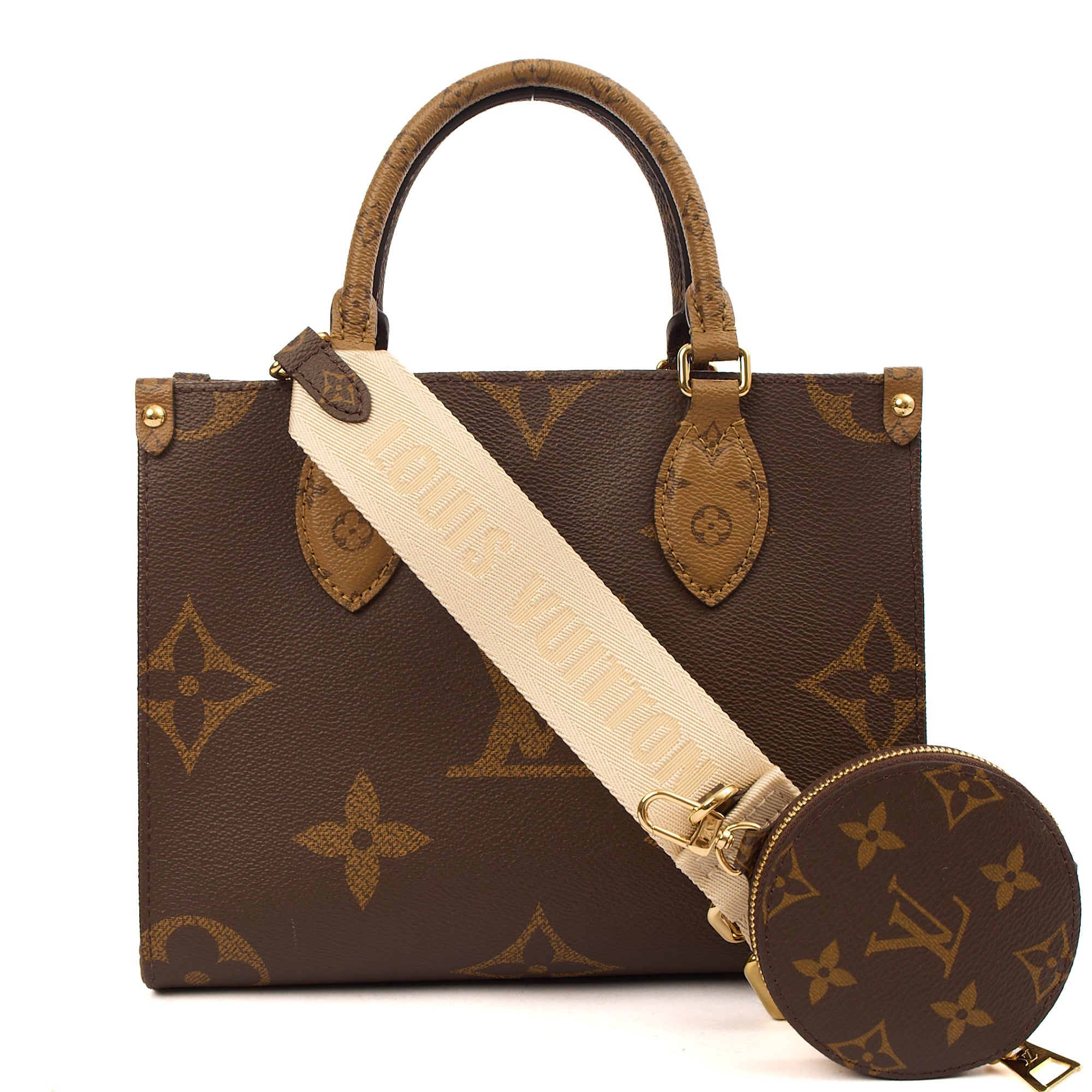 Louis Vuitton Cross Body On The Go PM in Reverse Monogram, Canvas