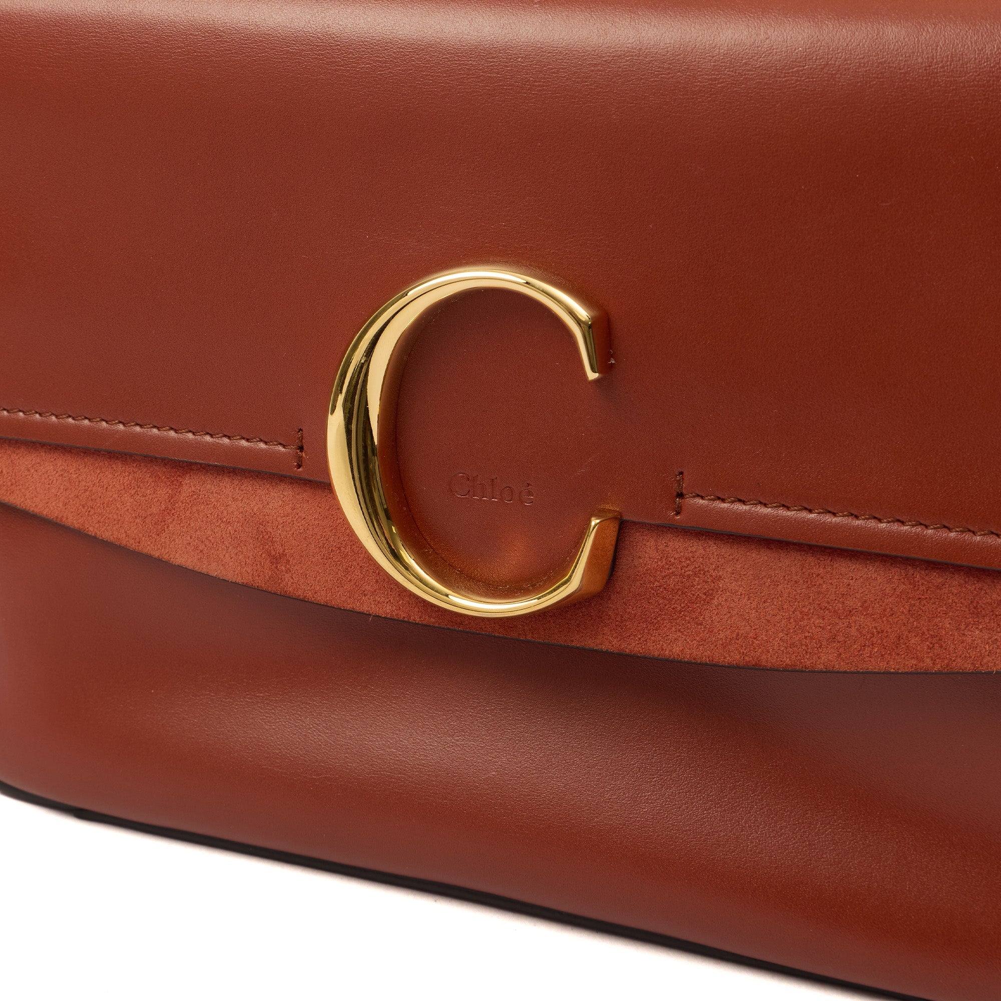 Chloe Shoulder Bag Chloe C - Medium in Sepia Brown, Calfskin Leather