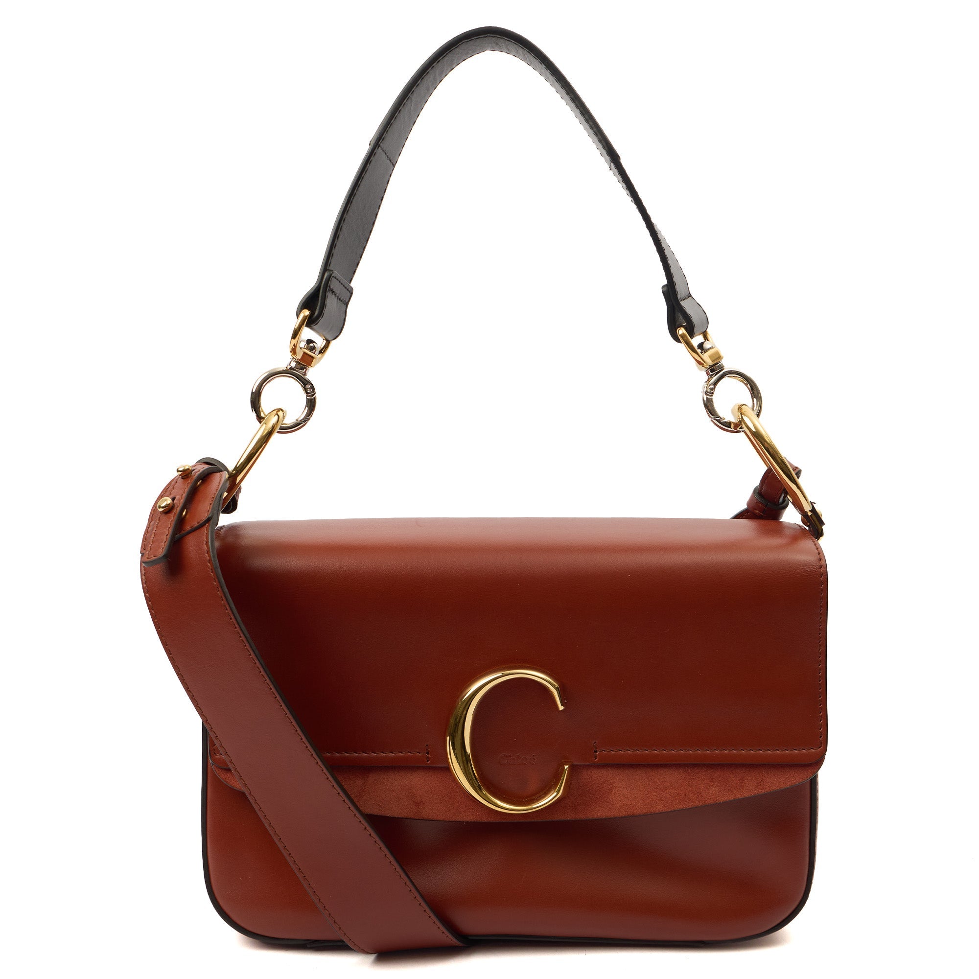 Chloe Shoulder Bag Chloe C - Medium in Sepia Brown, Calfskin Leather